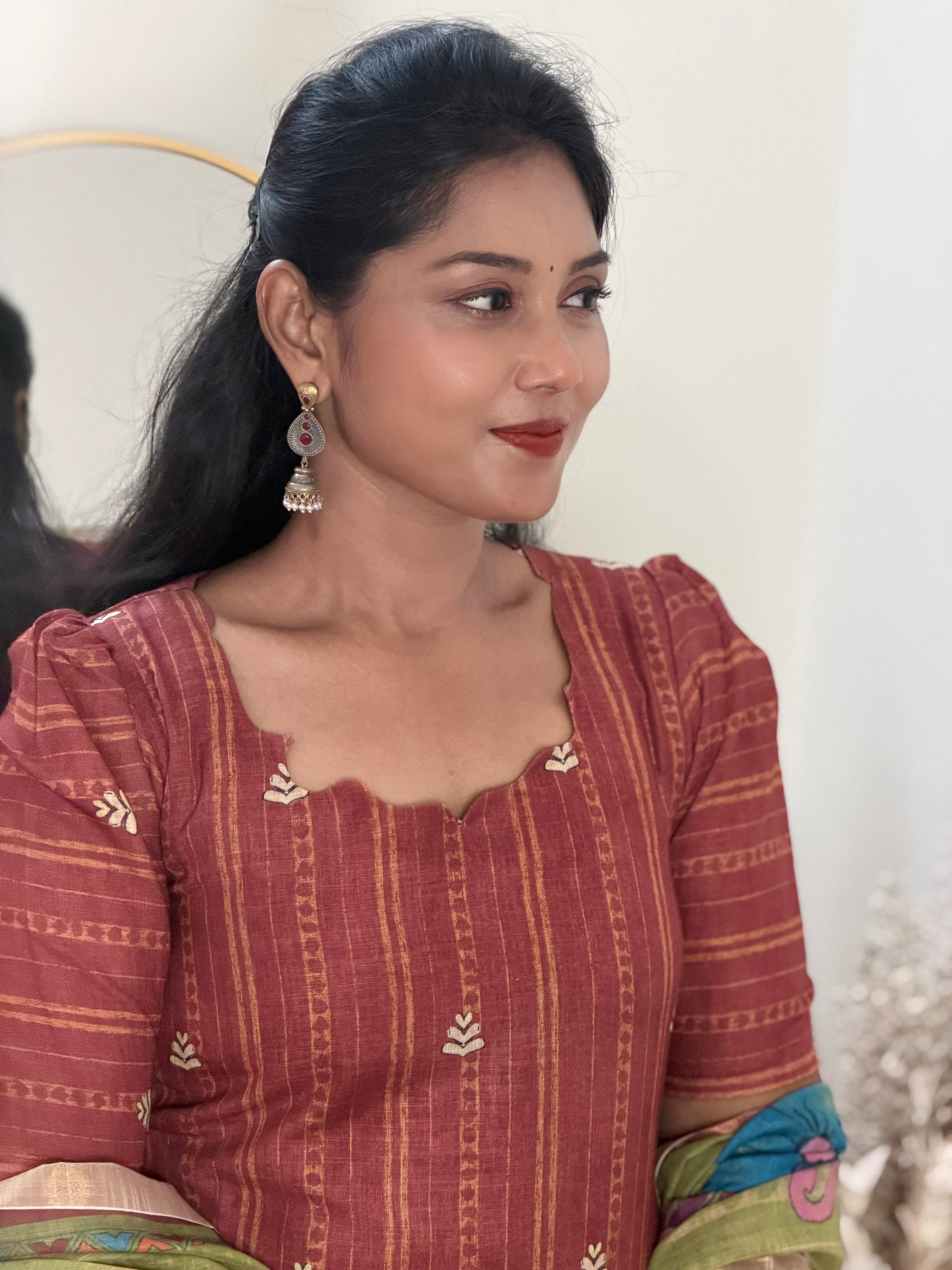 SIYA114 Terracota| Elara Linen Cotton 3 Piece Set
