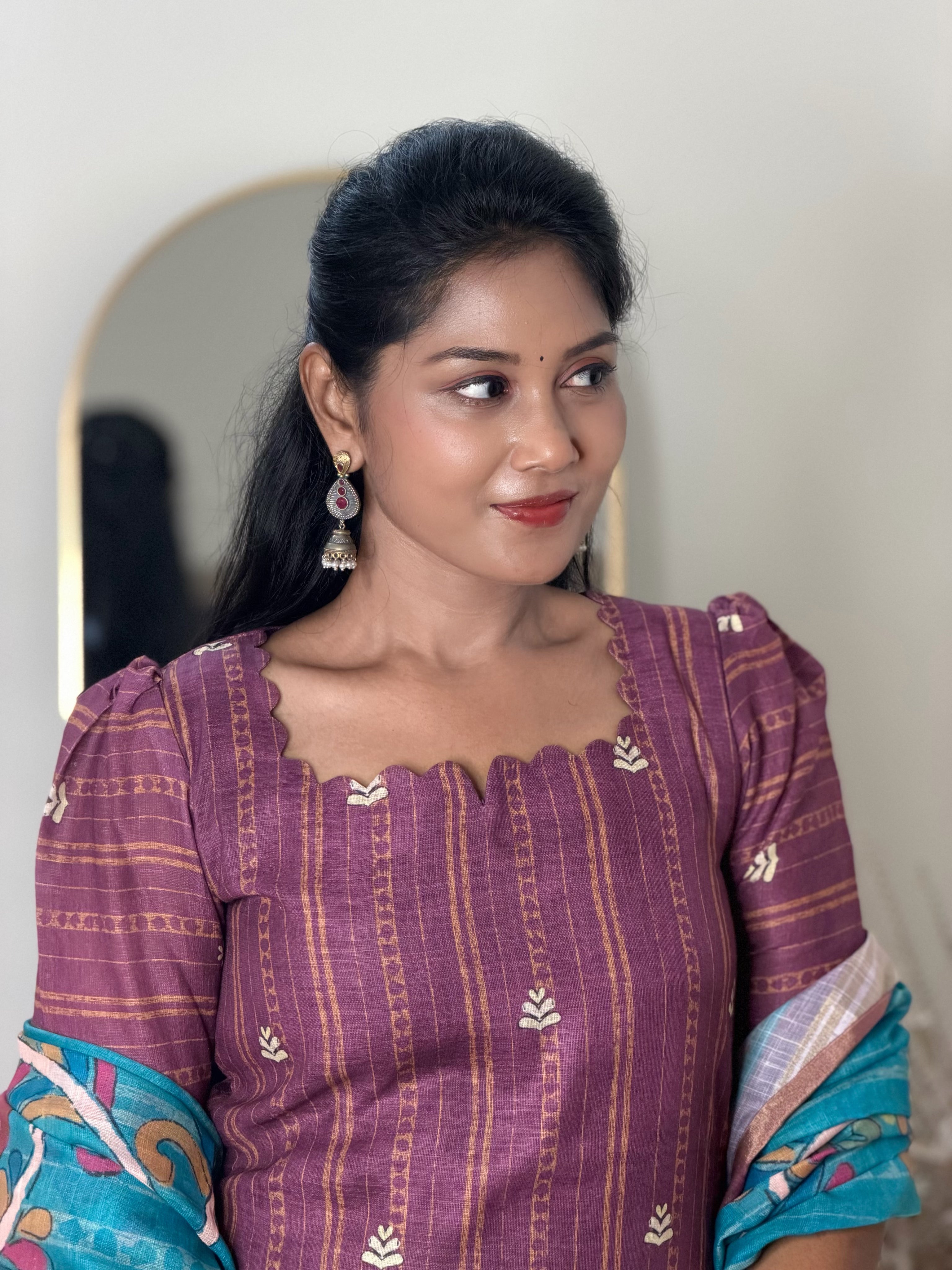 SIYA114 Lavender| Elara Linen Cotton 3 Piece Set
