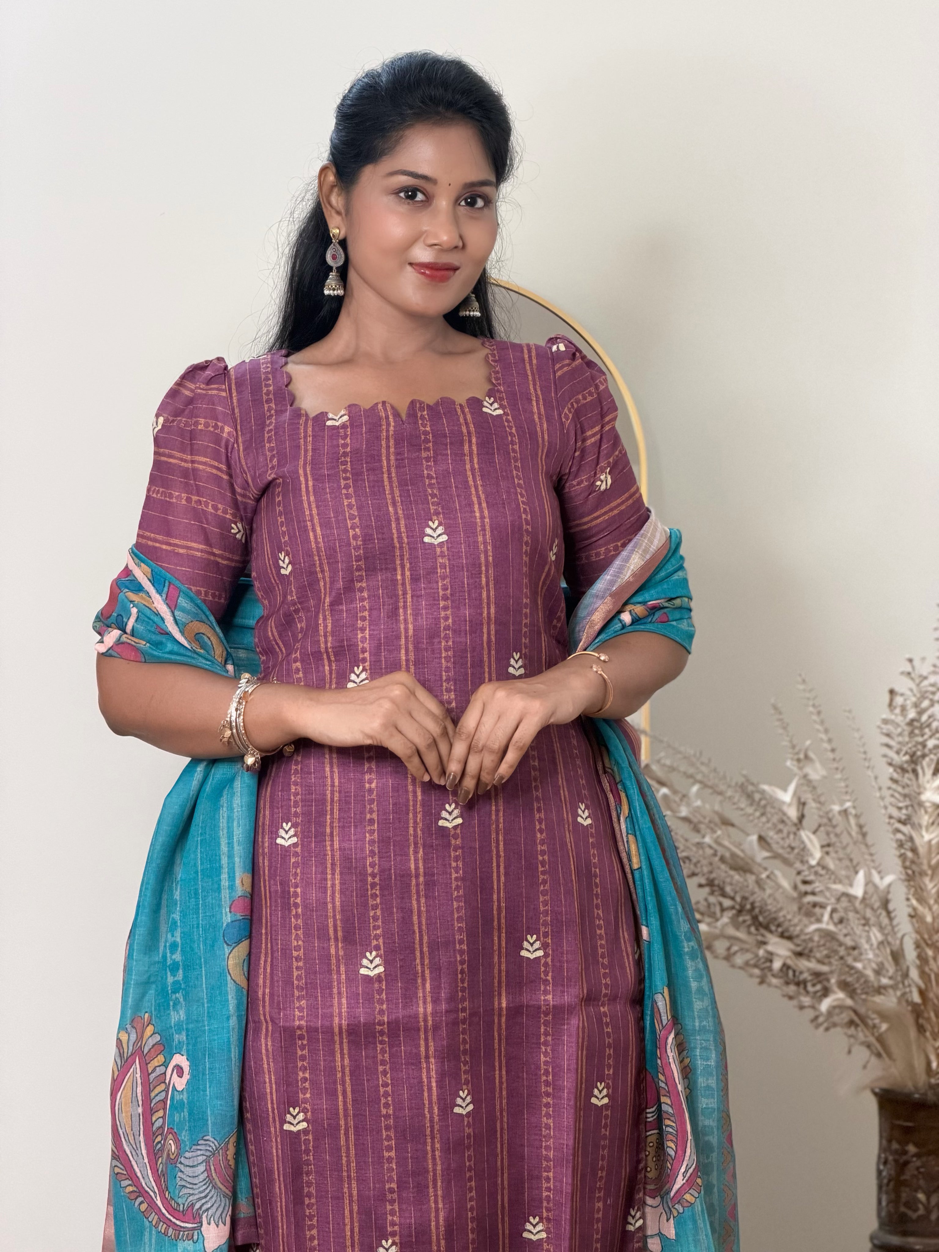 SIYA114 Lavender| Elara Linen Cotton 3 Piece Set