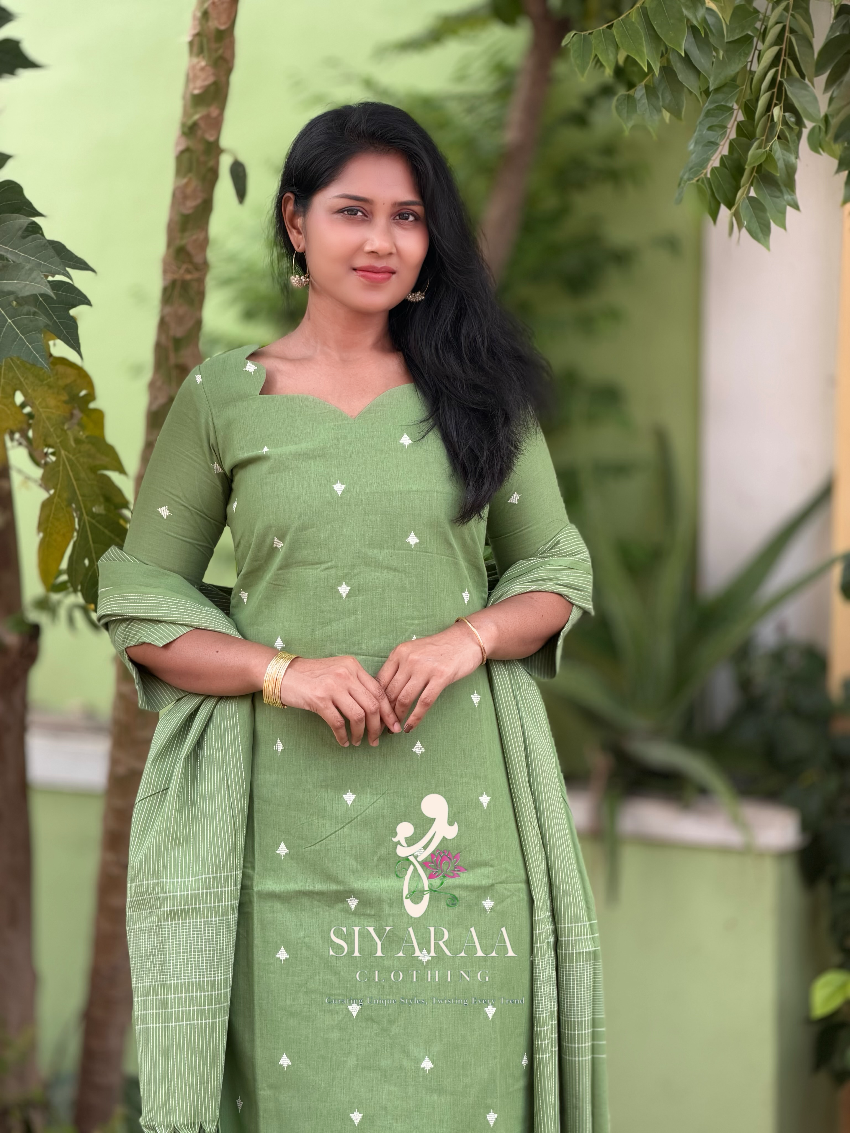 SIYA111 Green| Everyday Cotton 3-Piece Kurta Set