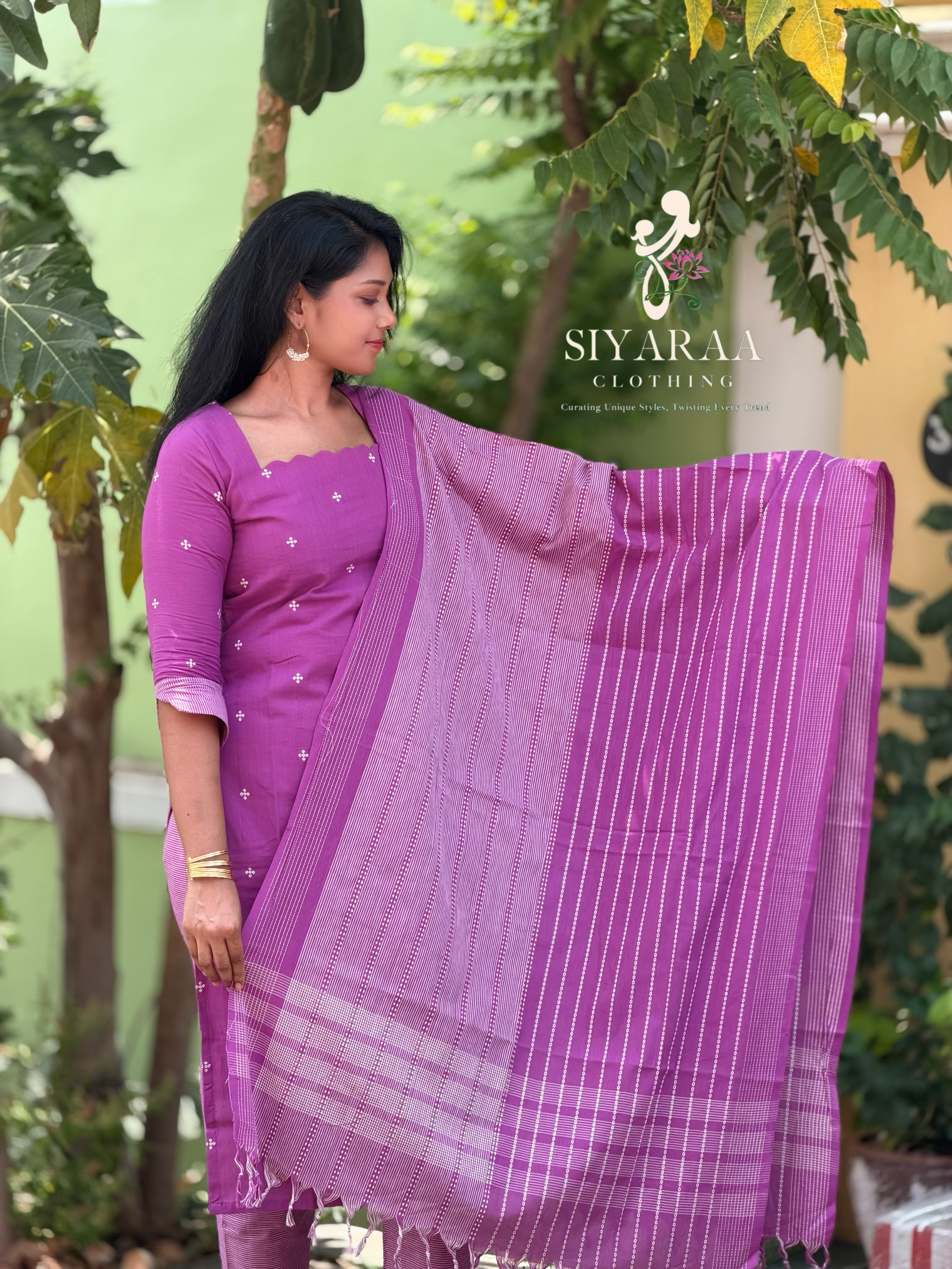 SIYA111 Lavender| Everyday Cotton 3-Piece Kurta Set