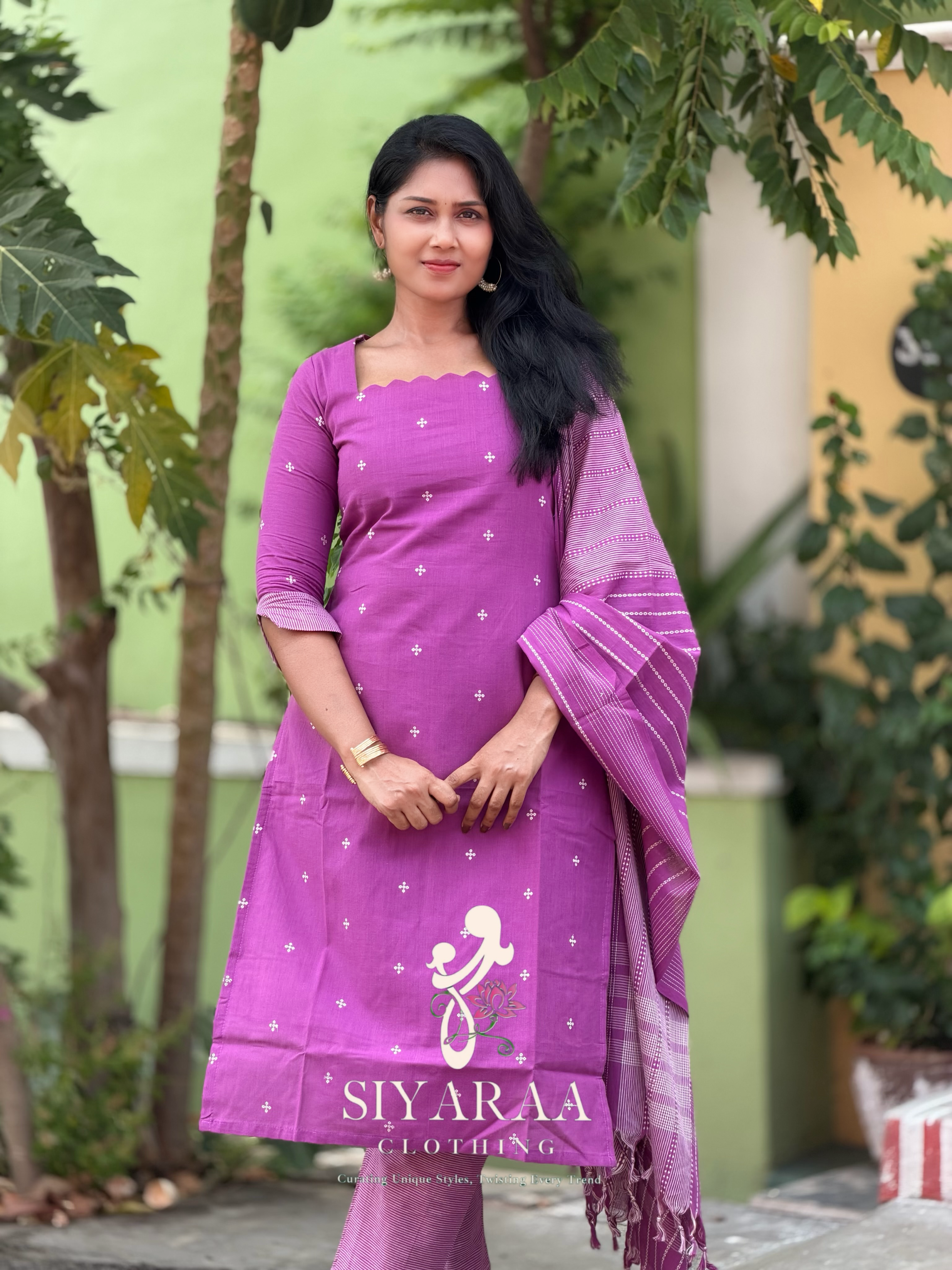 SIYA111 Lavender| Everyday Cotton 3-Piece Kurta Set