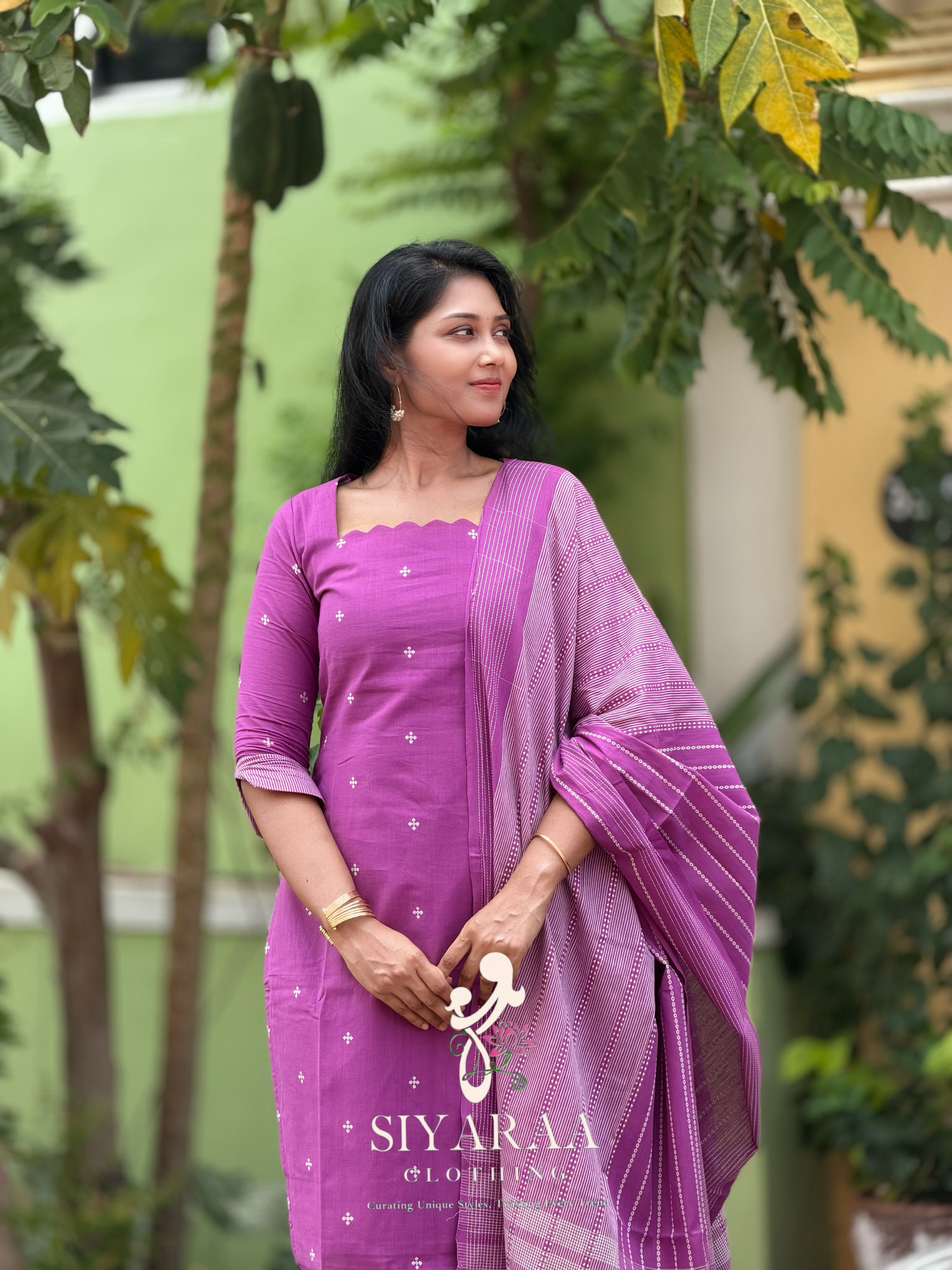 SIYA111 Lavender| Everyday Cotton 3-Piece Kurta Set