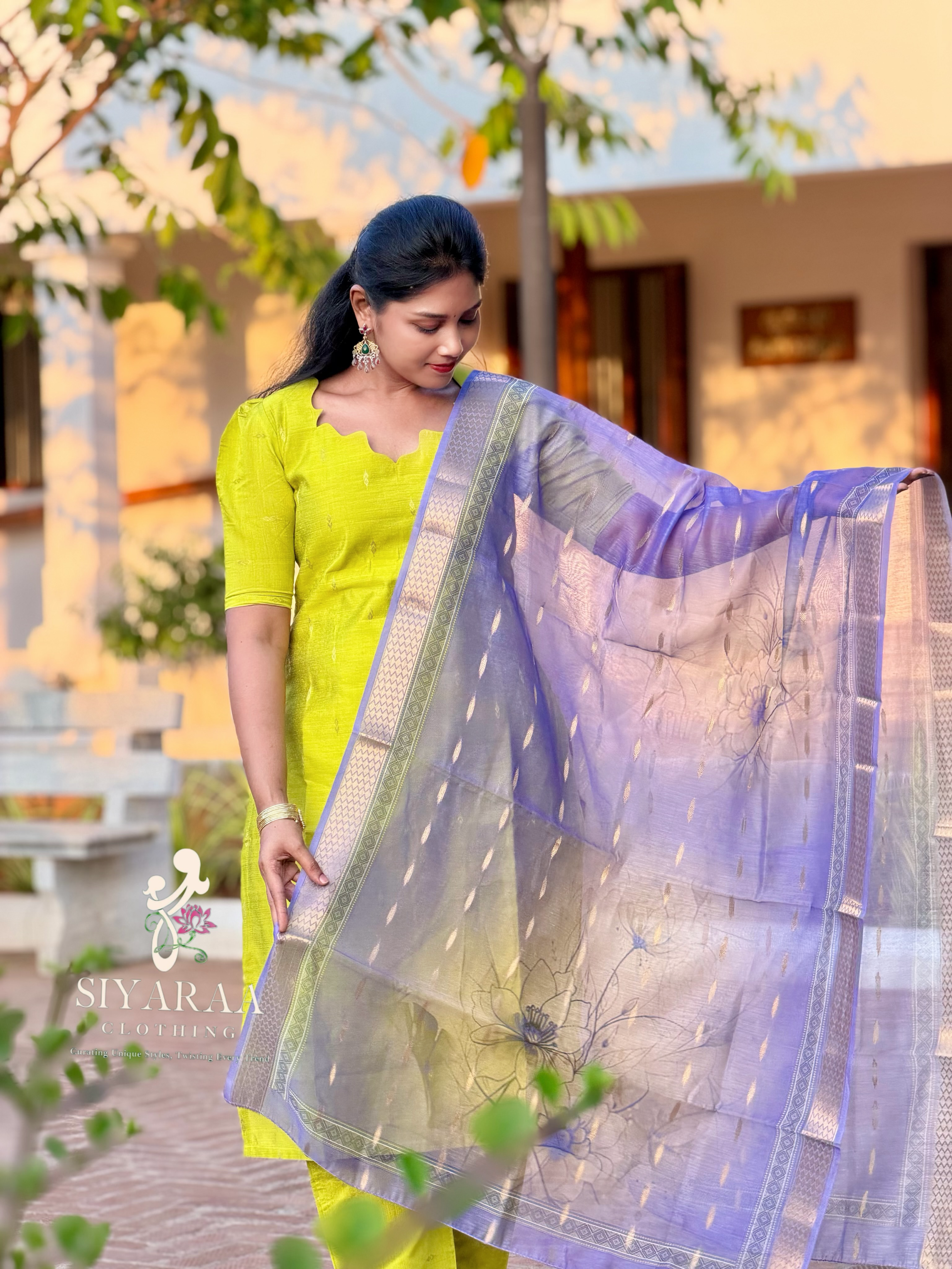 SIYA112 Green| Raw silk 3-Piece Kurta Set