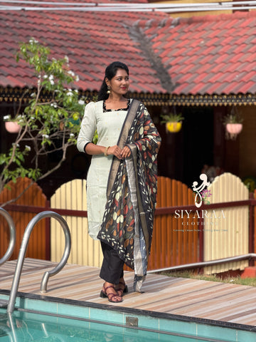 SIYA147 Mint Green | Ishira Silk Cotton Kurta Set (3-Piece)