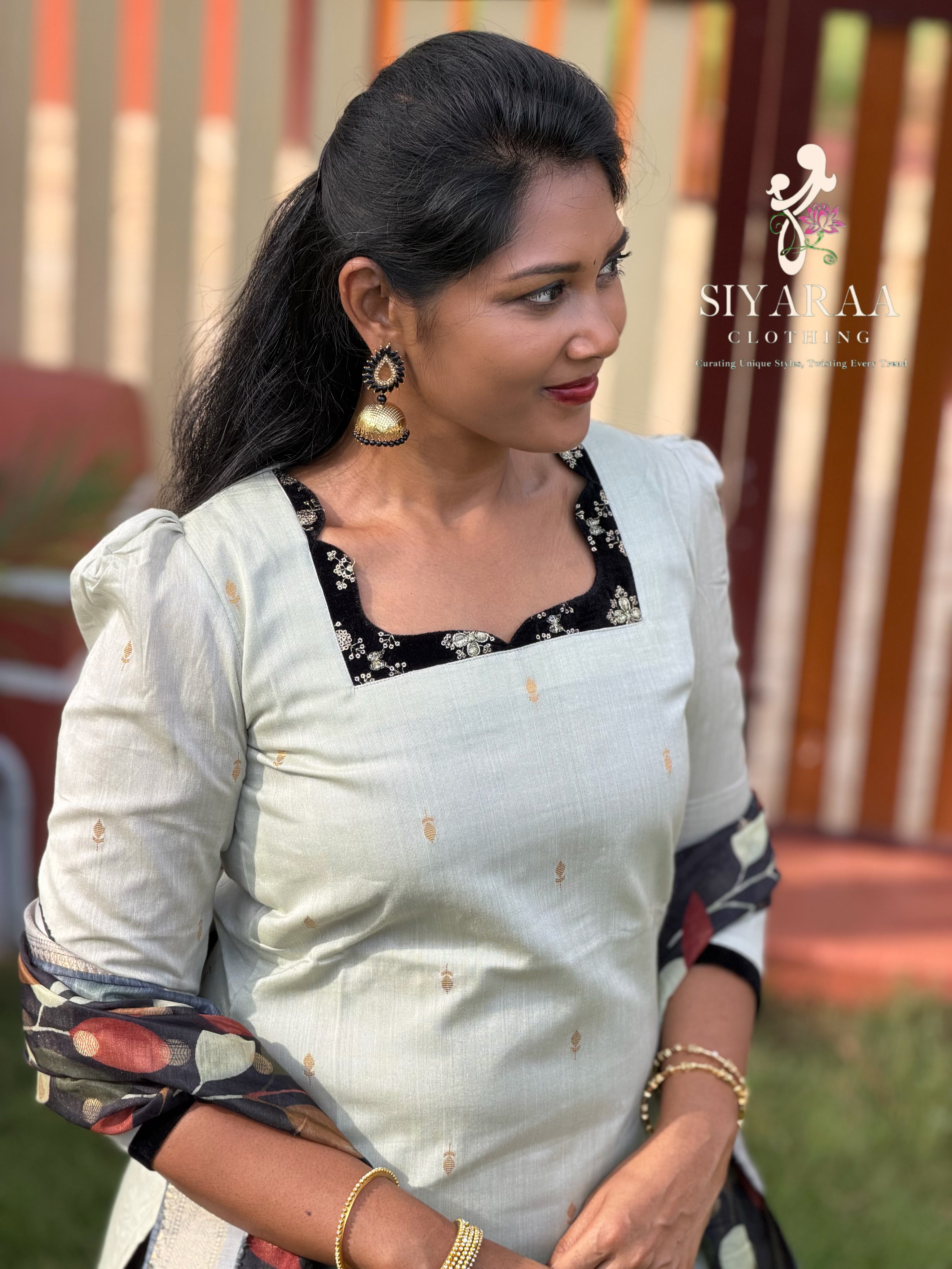 SIYA147 Mint Green | Ishira Silk Cotton Kurta Set (3-Piece)