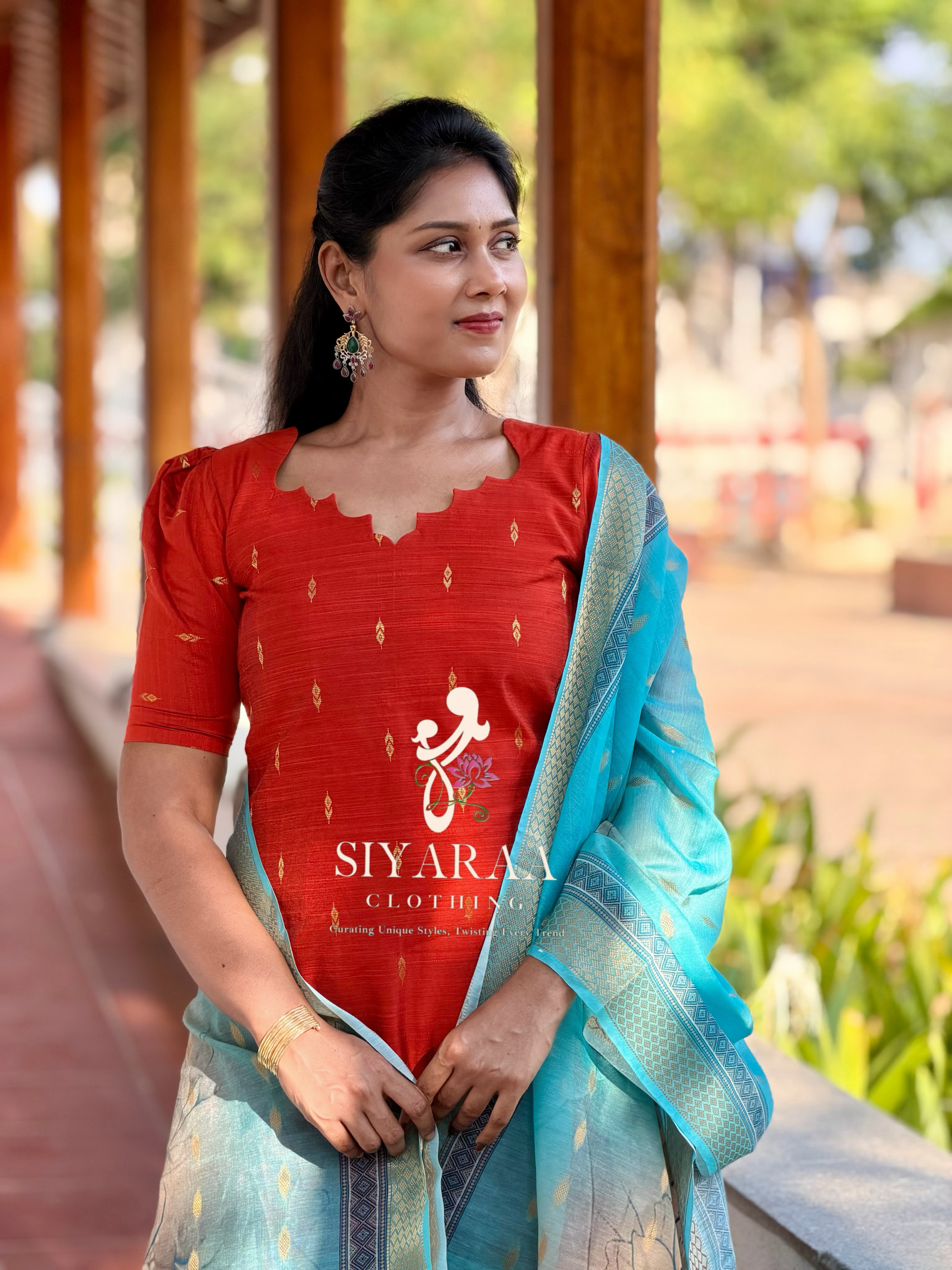 SIYA112 Orange| Raw silk 3-Piece Kurta Set