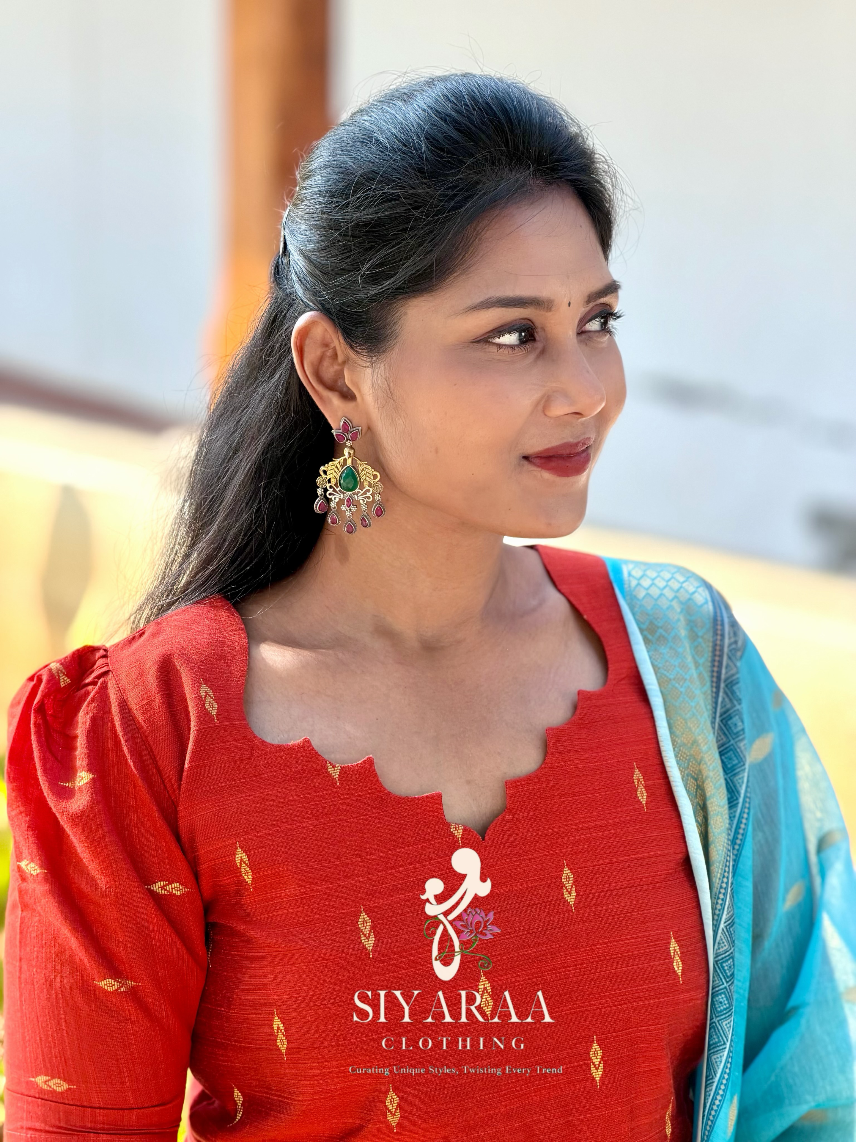 SIYA112 Orange| Raw silk 3-Piece Kurta Set