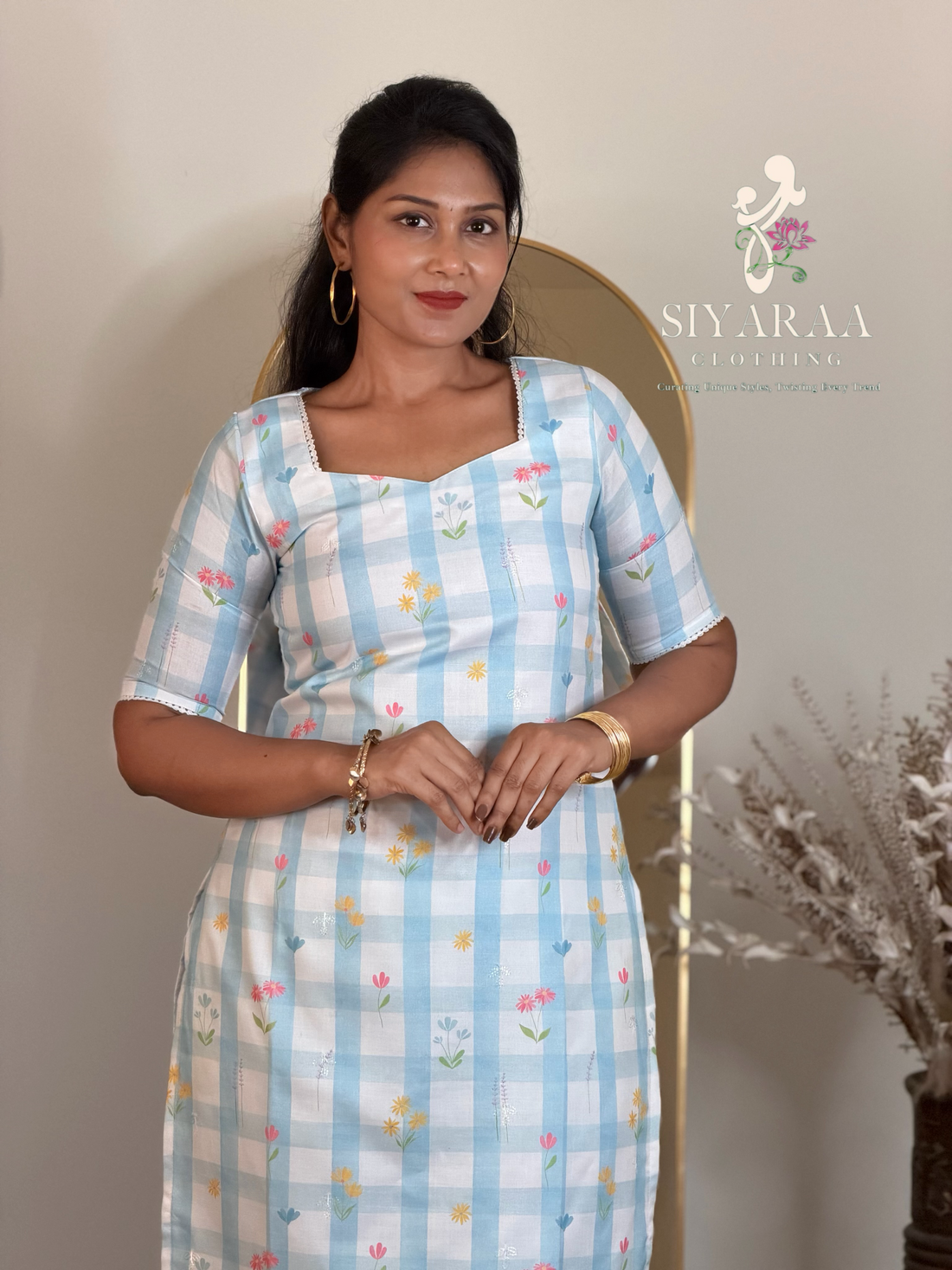 SIYA113 Blue| Zivara Cambric Cotton Co-Ord Set (Top and Pant)