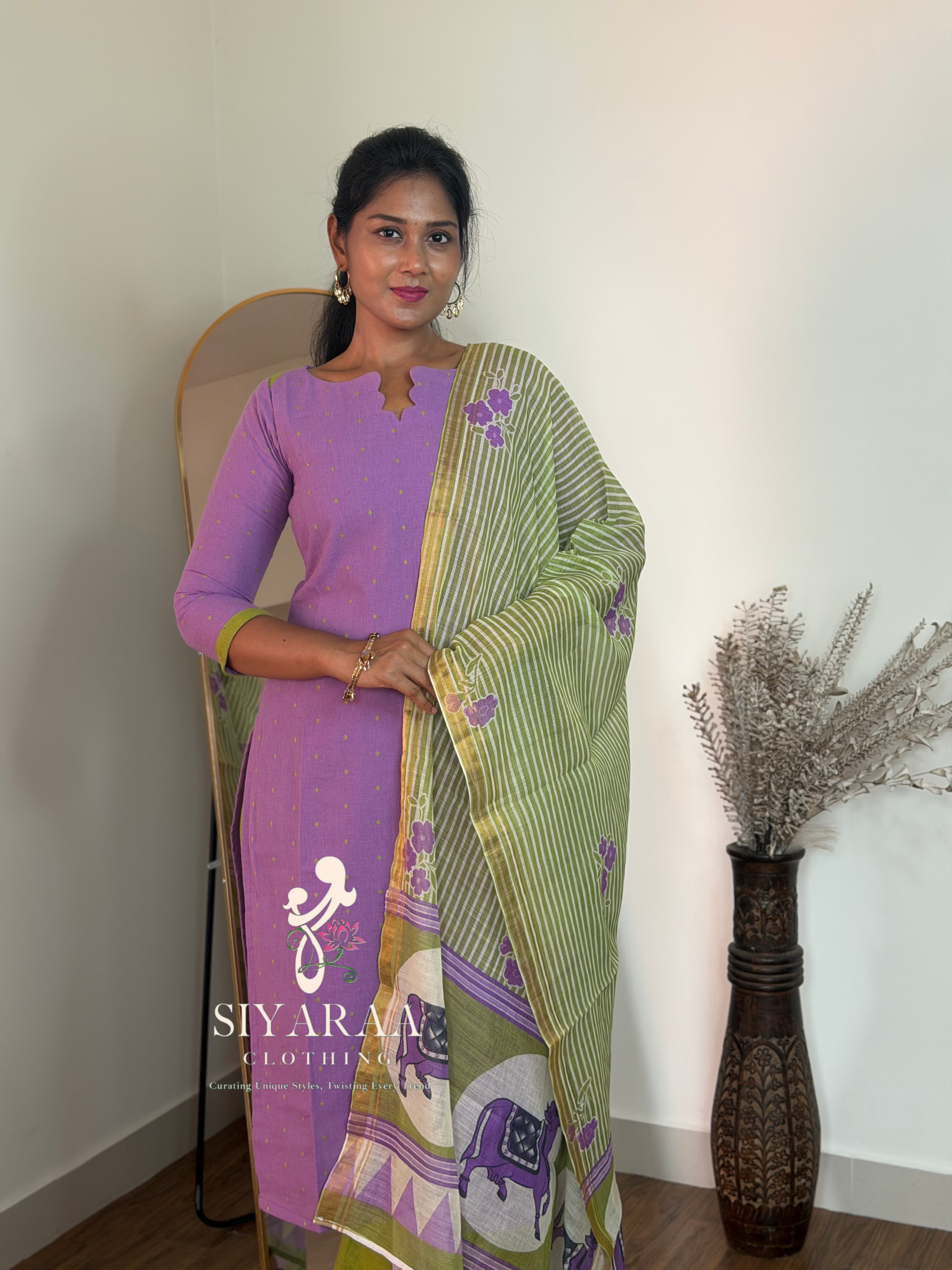 SIYA116 Lavender| Vayra Cotton Flex 3-Piece Kurta Set