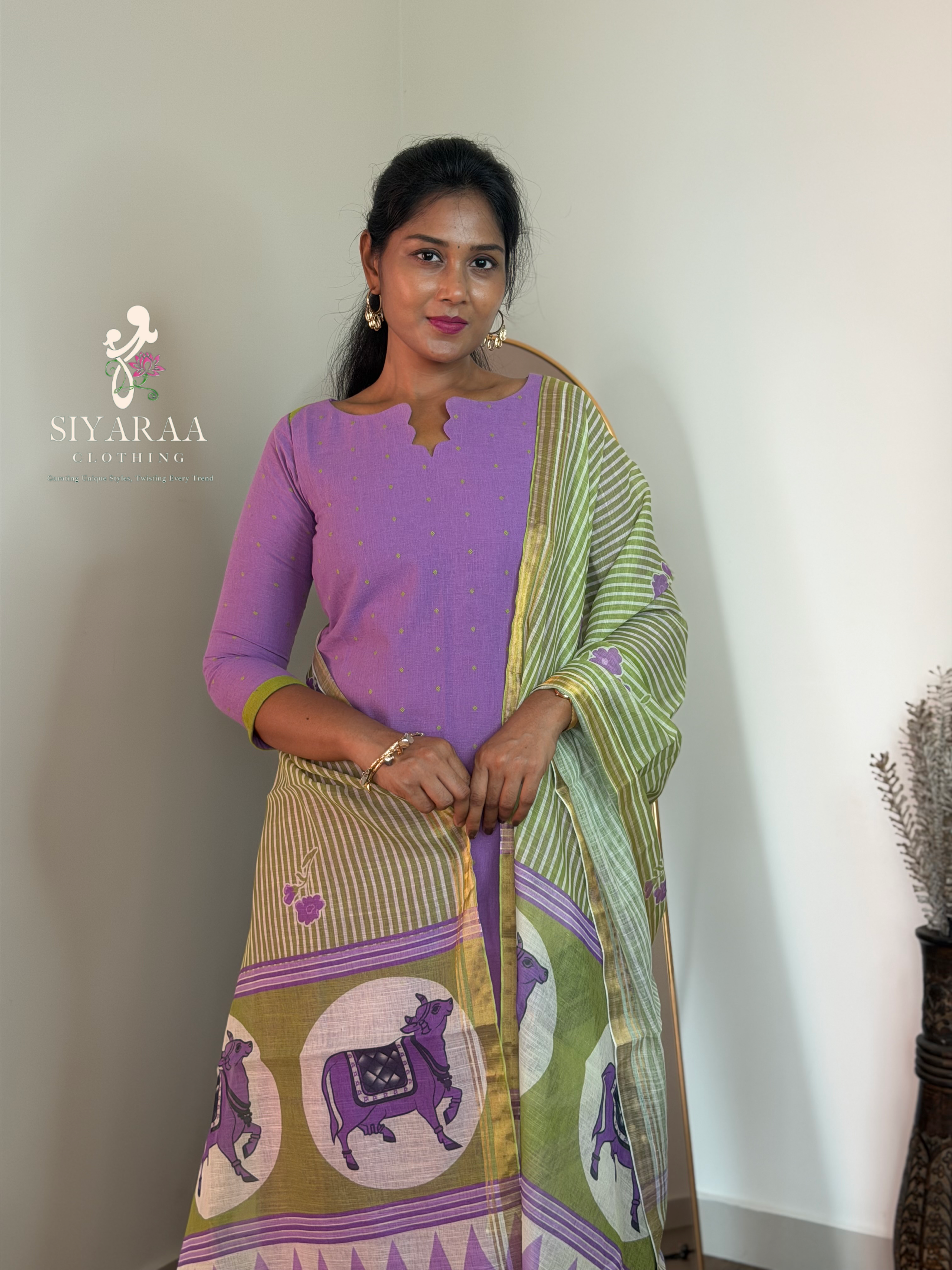 SIYA116 Lavender| Vayra Cotton Flex 3-Piece Kurta Set