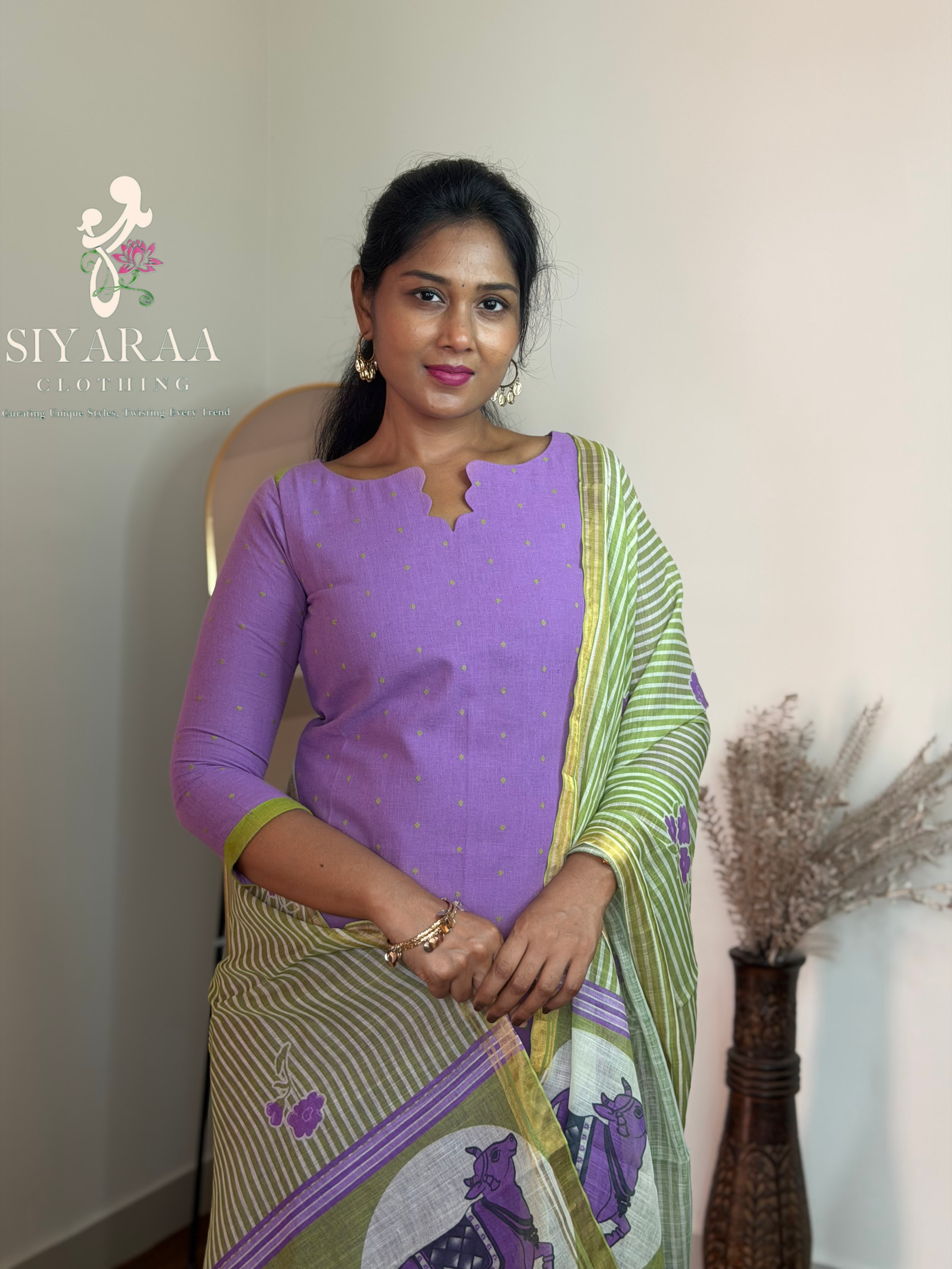 SIYA116 Lavender| Vayra Cotton Flex 3-Piece Kurta Set
