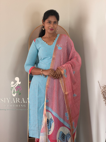 SIYA116 Blue| Vayra Cotton Flex 3-Piece Kurta Set