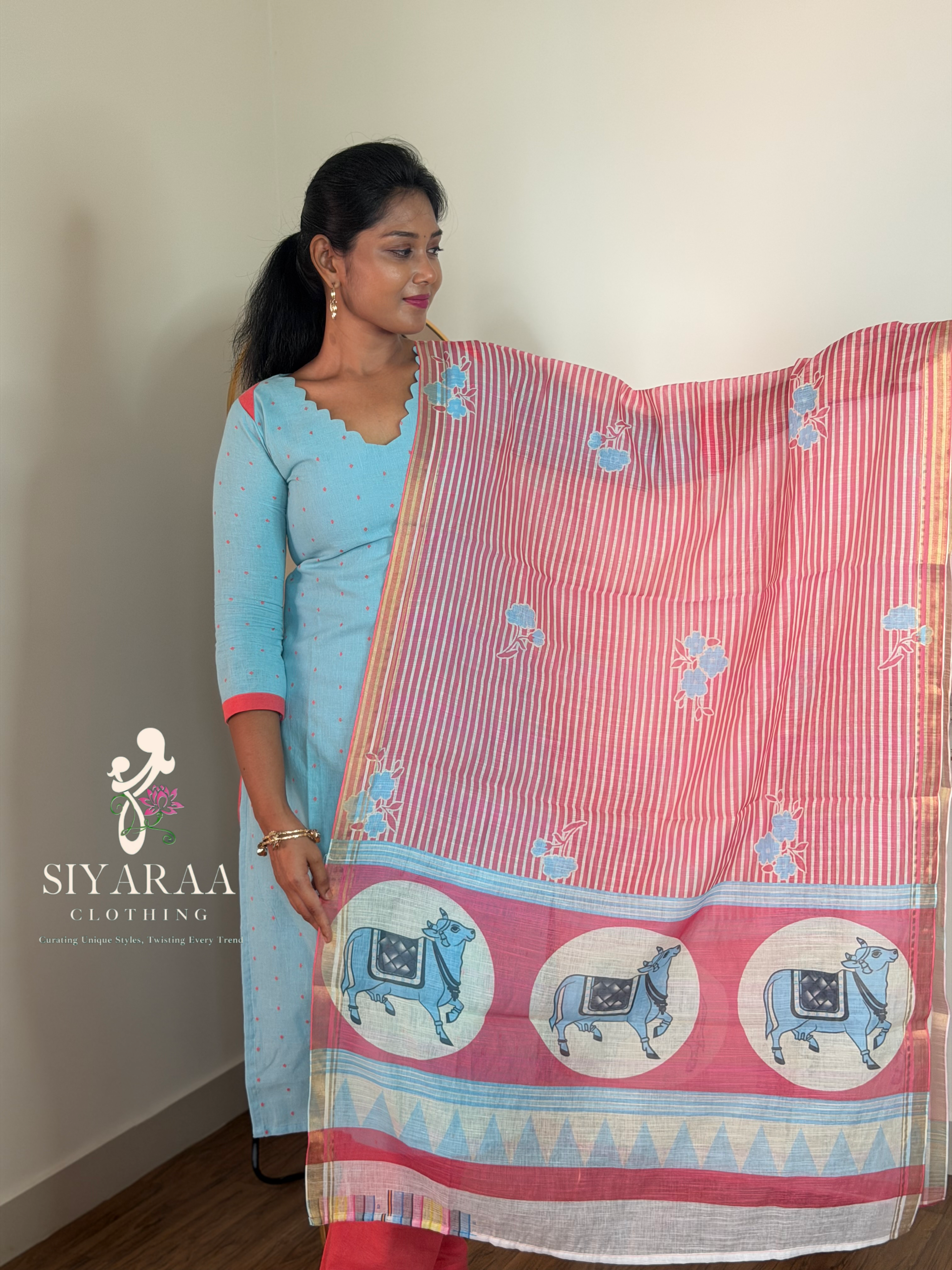 SIYA116 Blue| Vayra Cotton Flex 3-Piece Kurta Set