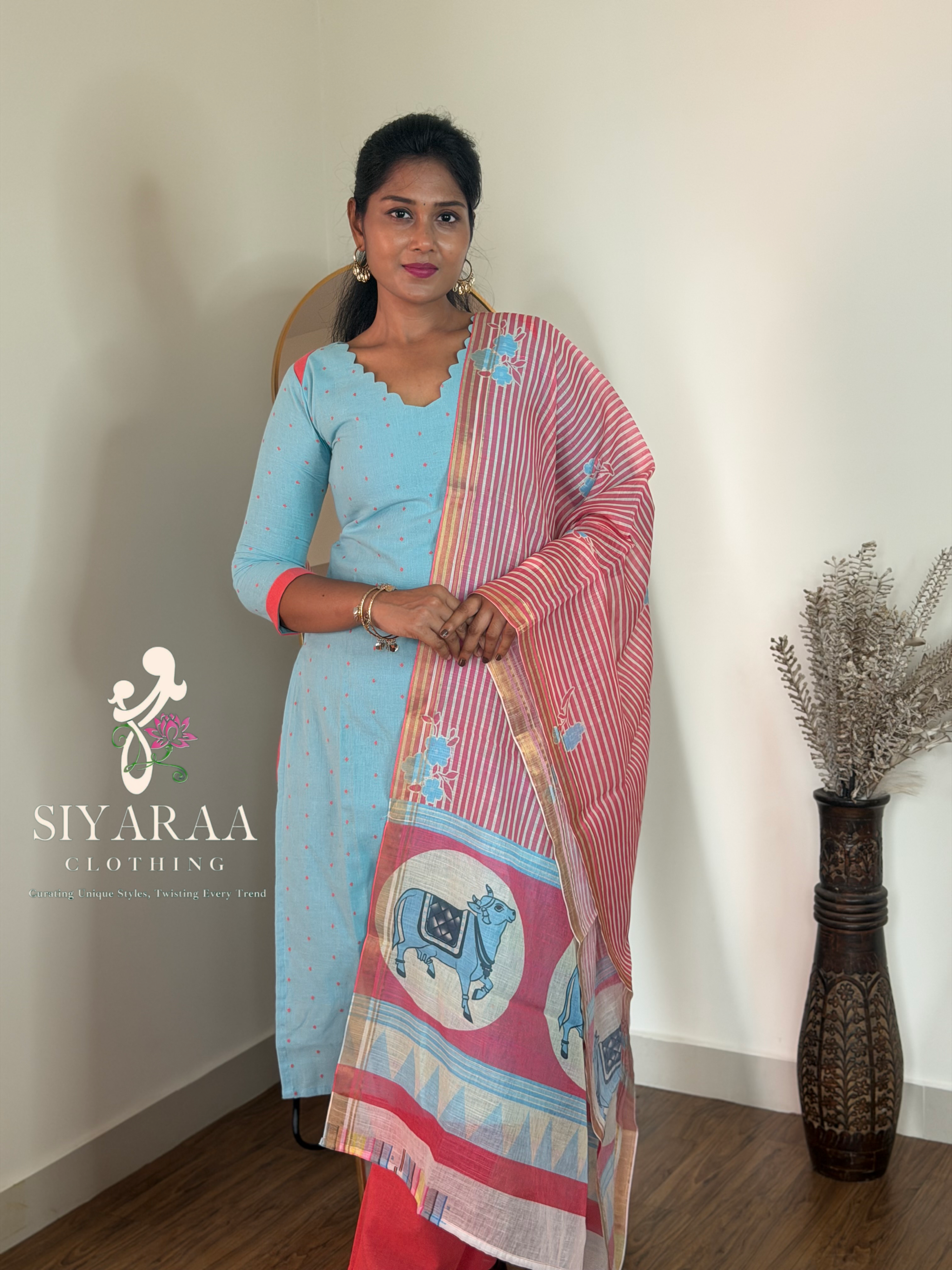 SIYA116 Blue| Vayra Cotton Flex 3-Piece Kurta Set