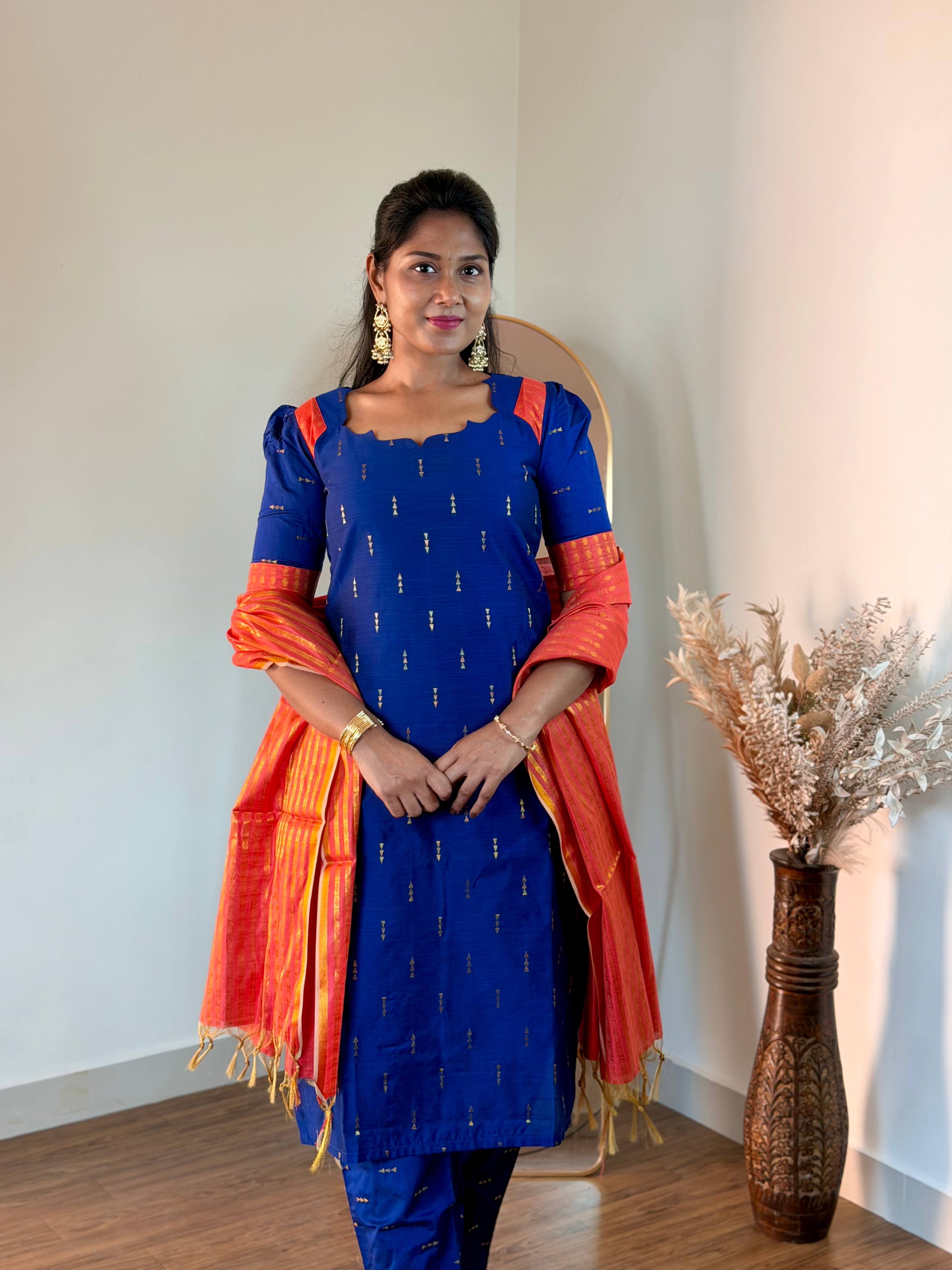 SIYA117 Blue| Aira raw silk kurta set (3 Piece)