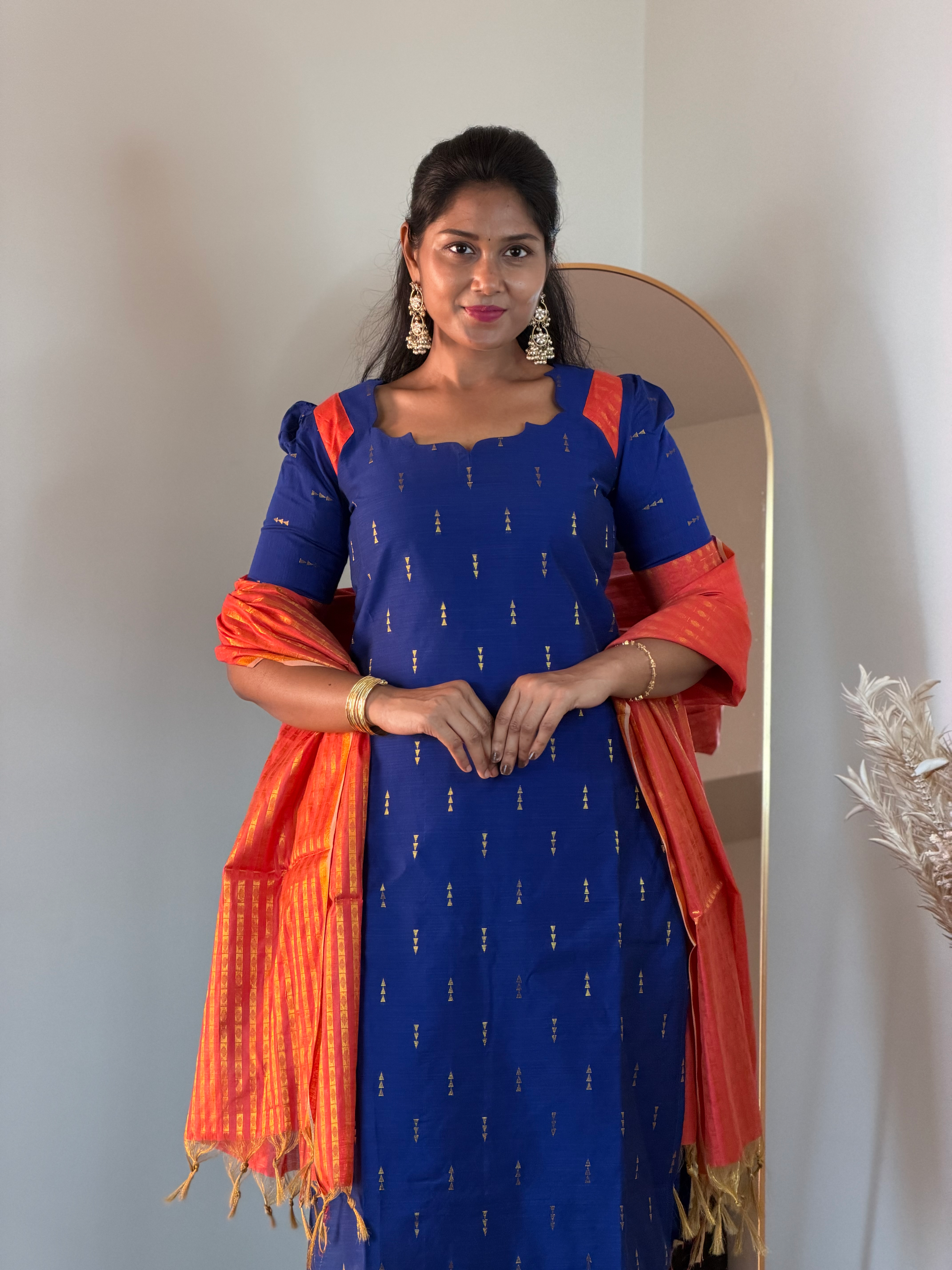 SIYA117 Blue| Aira raw silk kurta set (3 Piece)