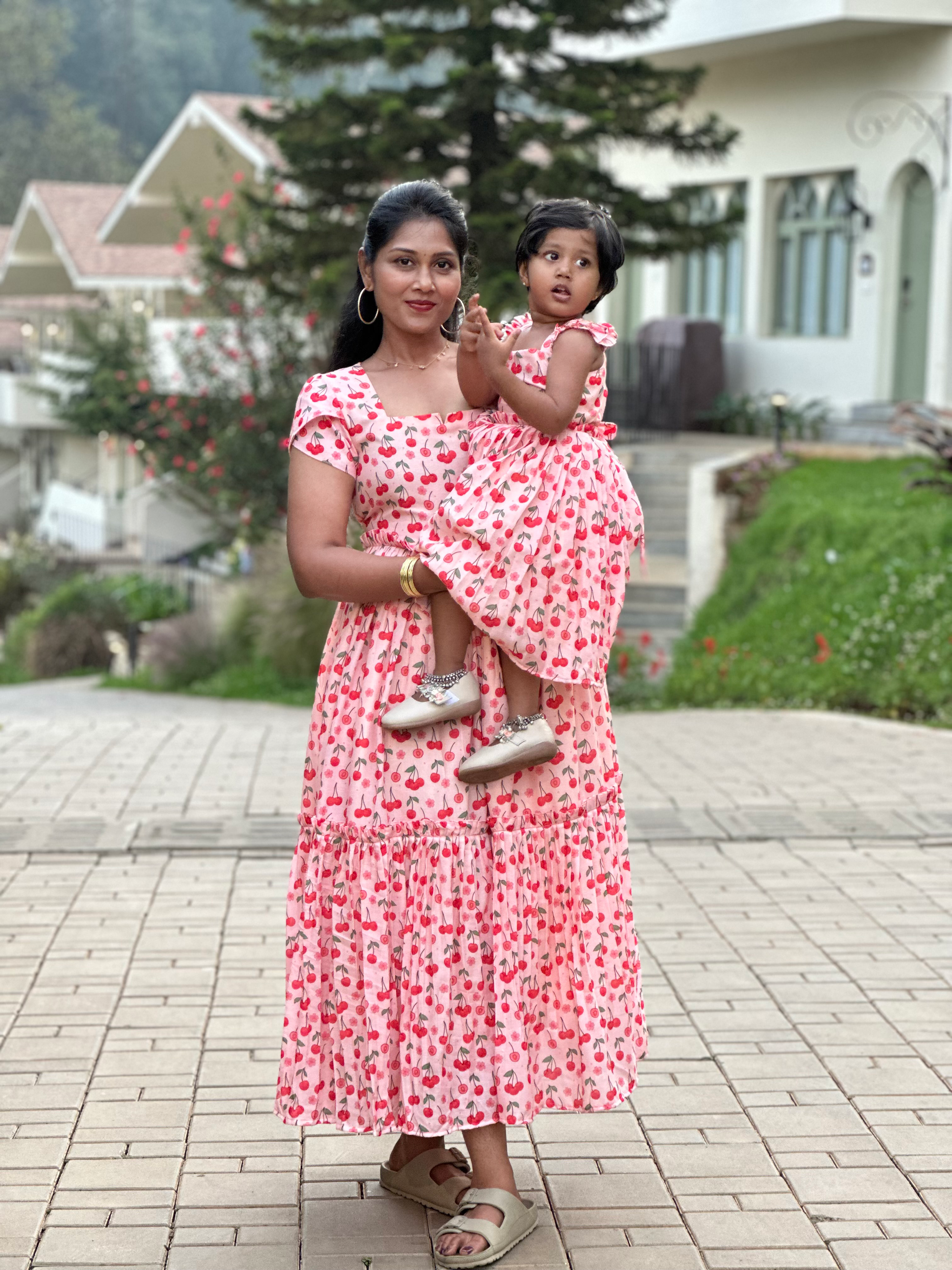 SIYA118 Pink| Mom & Daughter Mul Cotton Maxi (Combo)