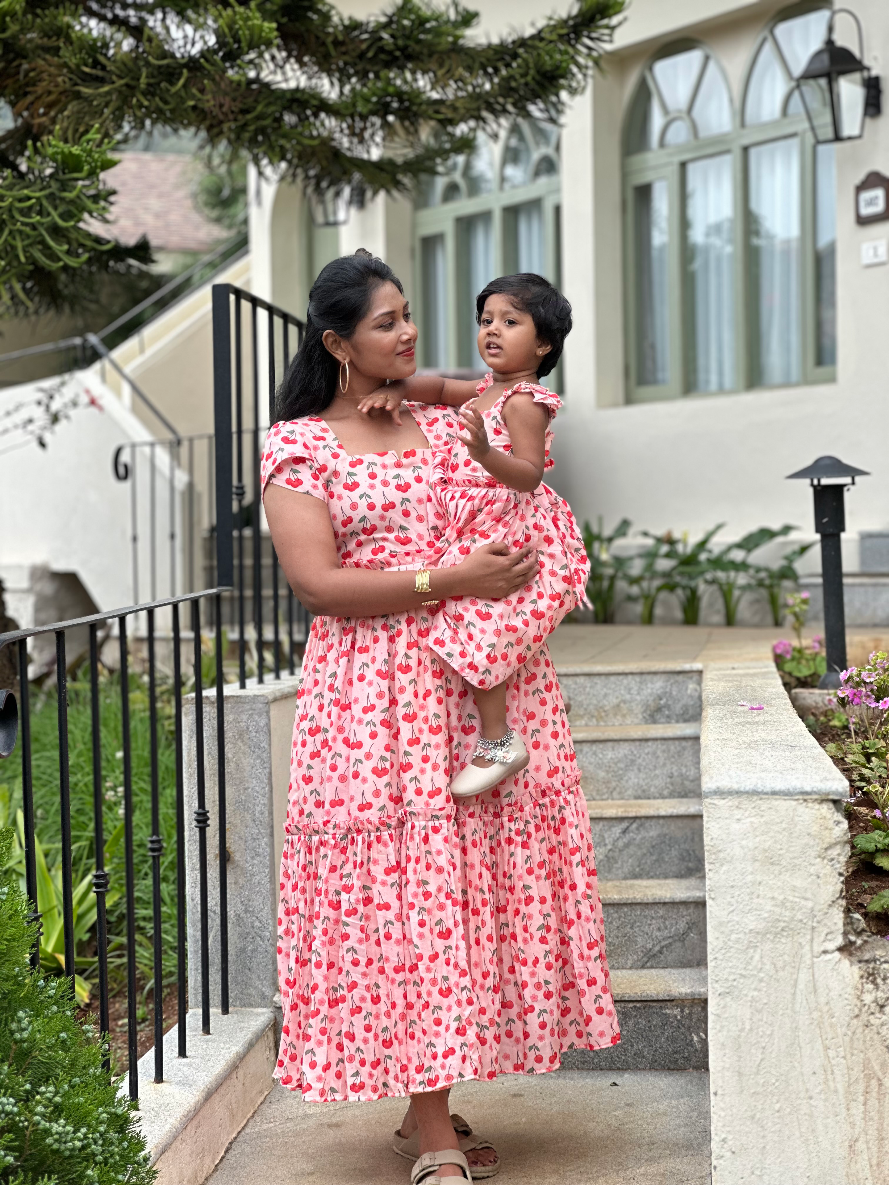 SIYA118 Pink| Mom & Daughter Mul Cotton Maxi (Combo)