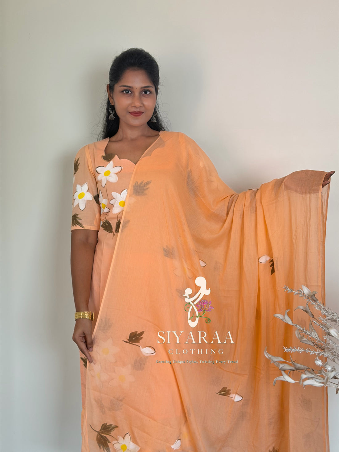 SIYA123 Peach| Jaipur Cotton 3-Piece Kurta Set