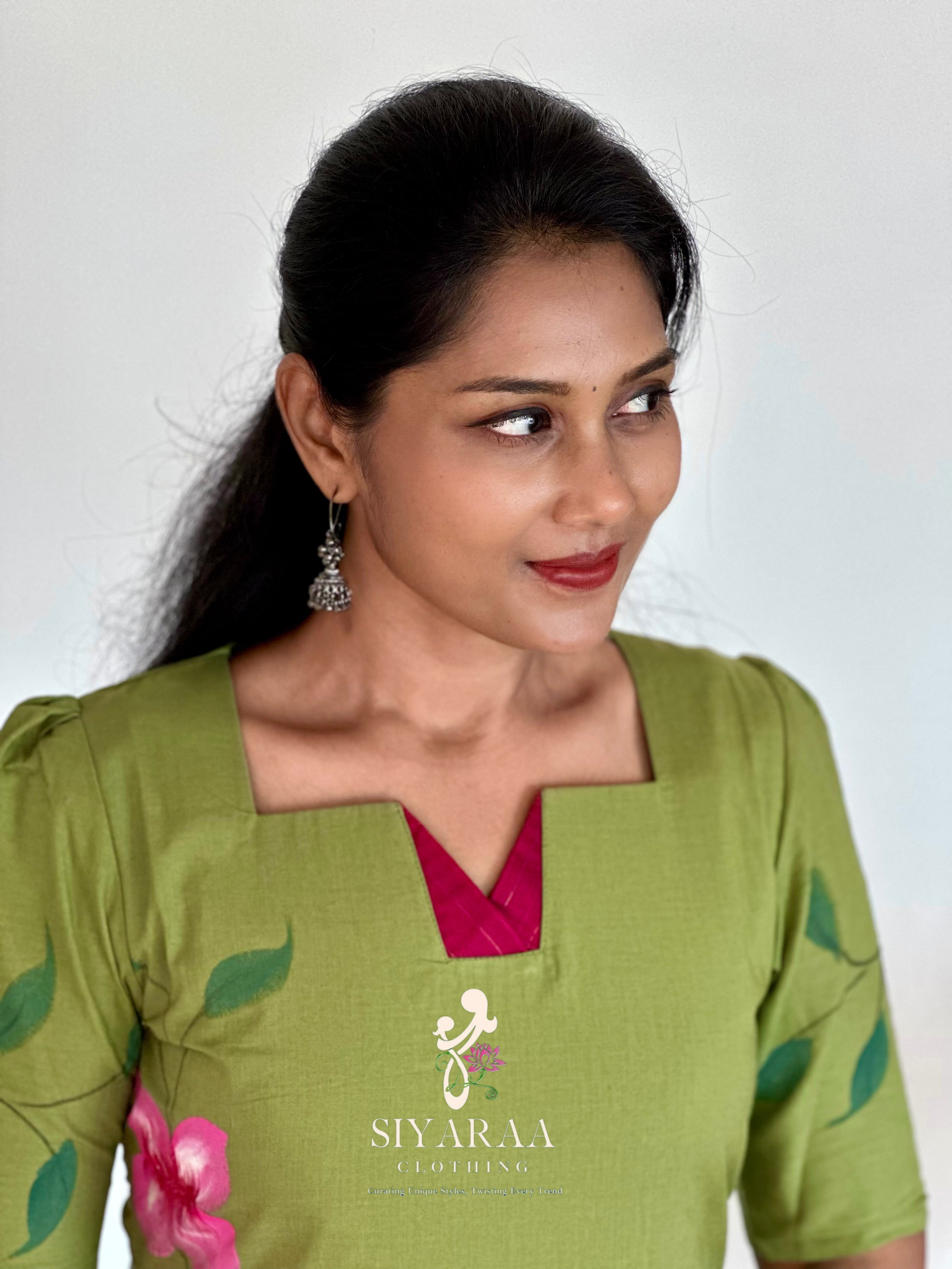 SIYA124 OliveGreen| Jaipur Cotton 3-Piece Kurta Set