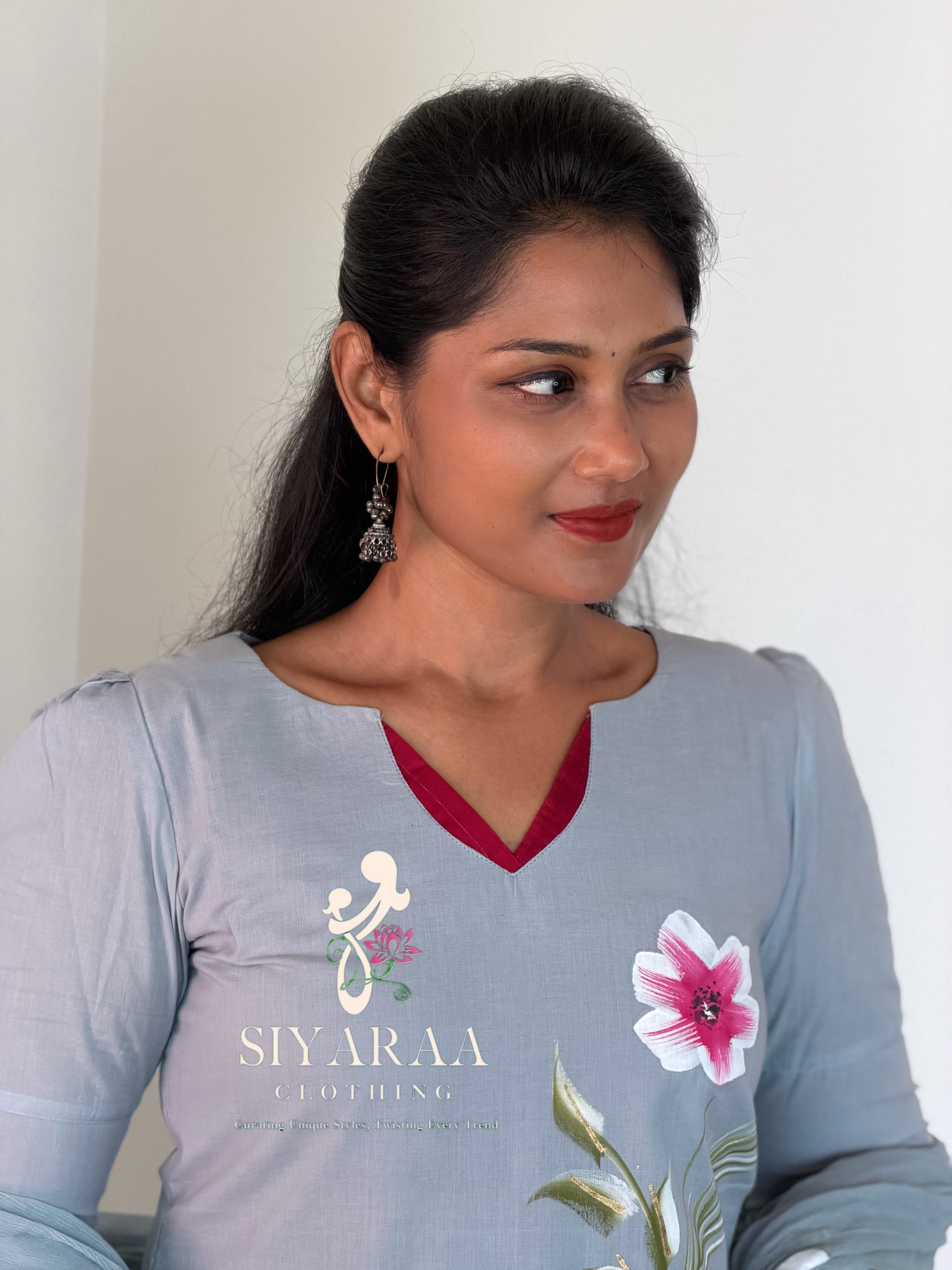 SIYA124 Grey| Jaipur Cotton 3-Piece Kurta Set
