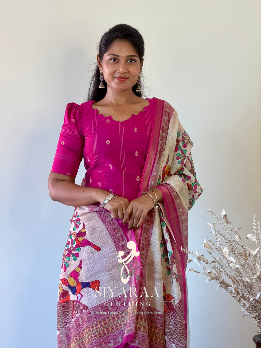 SIYA126 Pink| Aira raw silk kurta set (3 Piece)