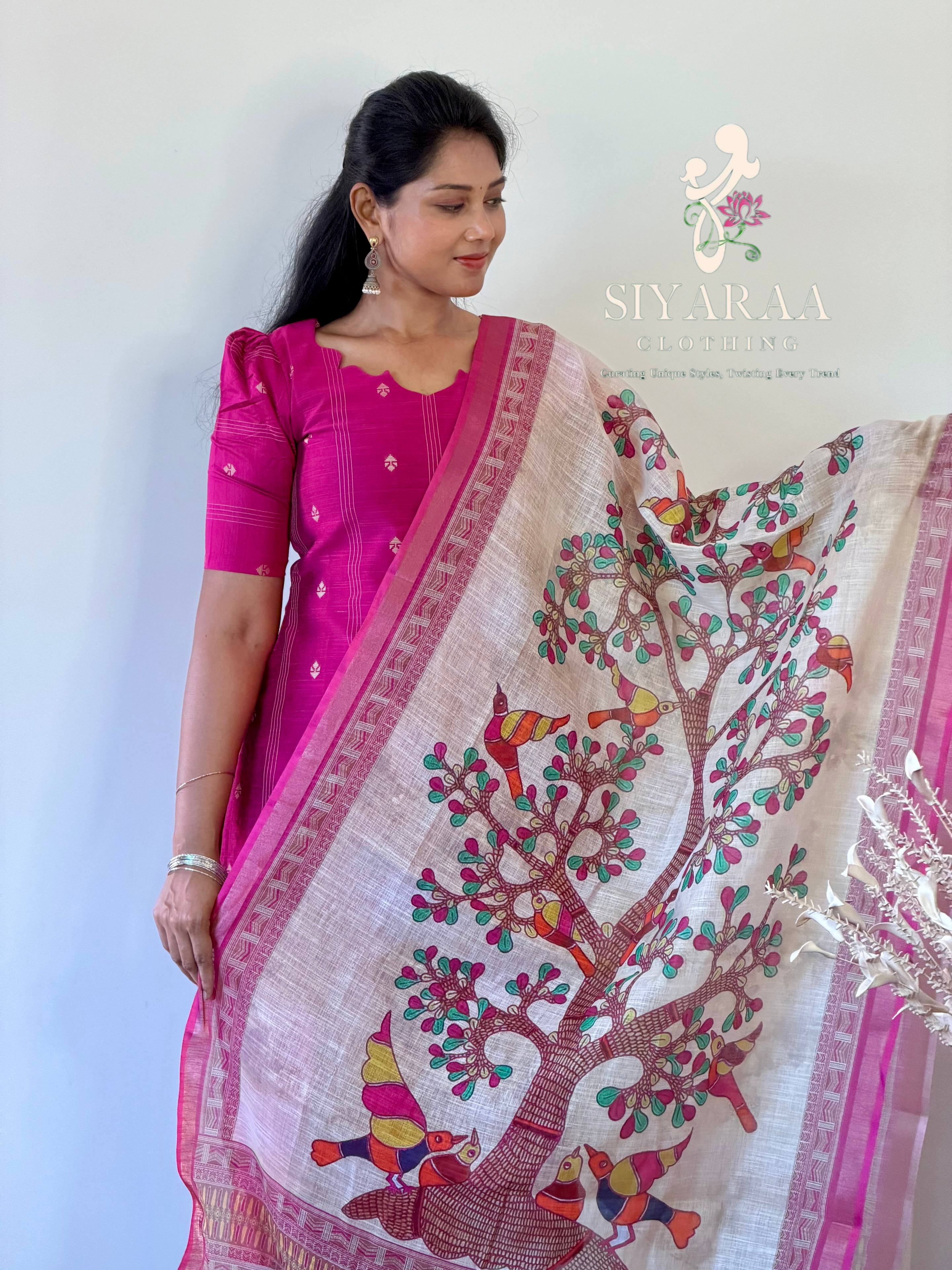 SIYA126 Pink| Aira raw silk kurta set (3 Piece)