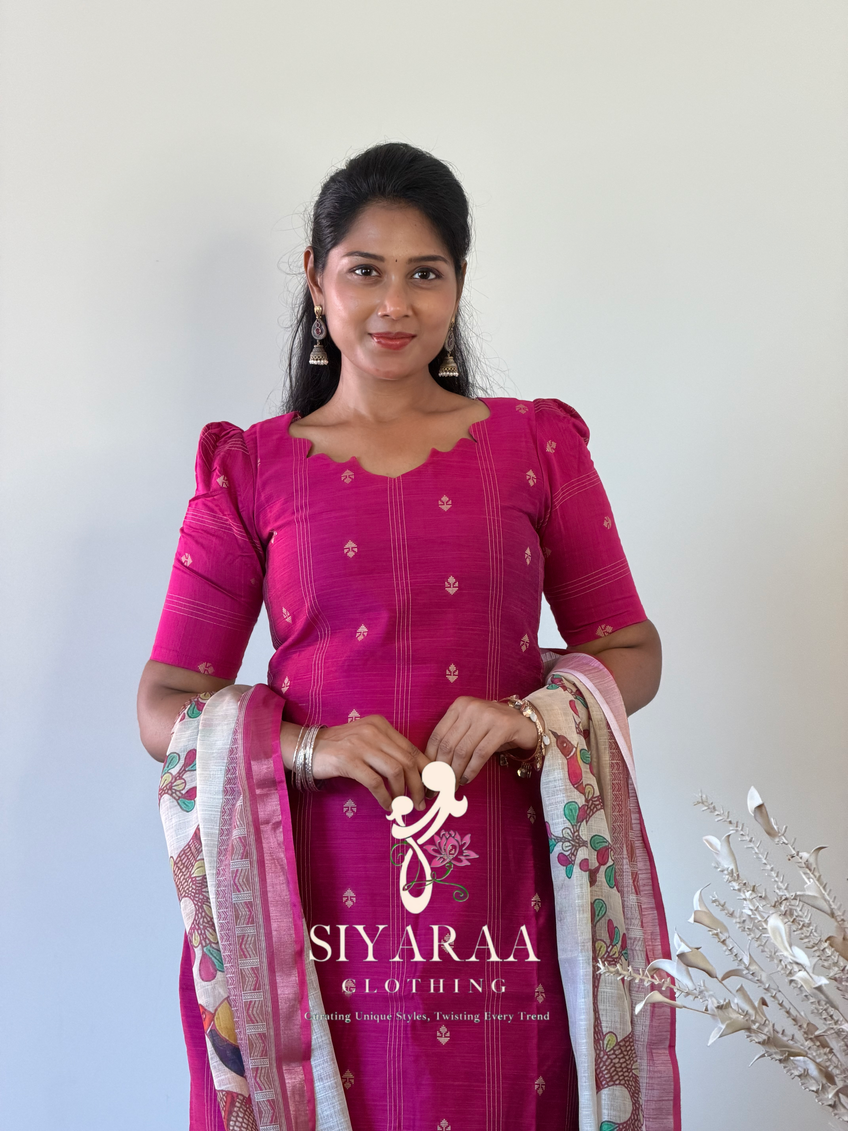 SIYA126 Pink| Aira raw silk kurta set (3 Piece)