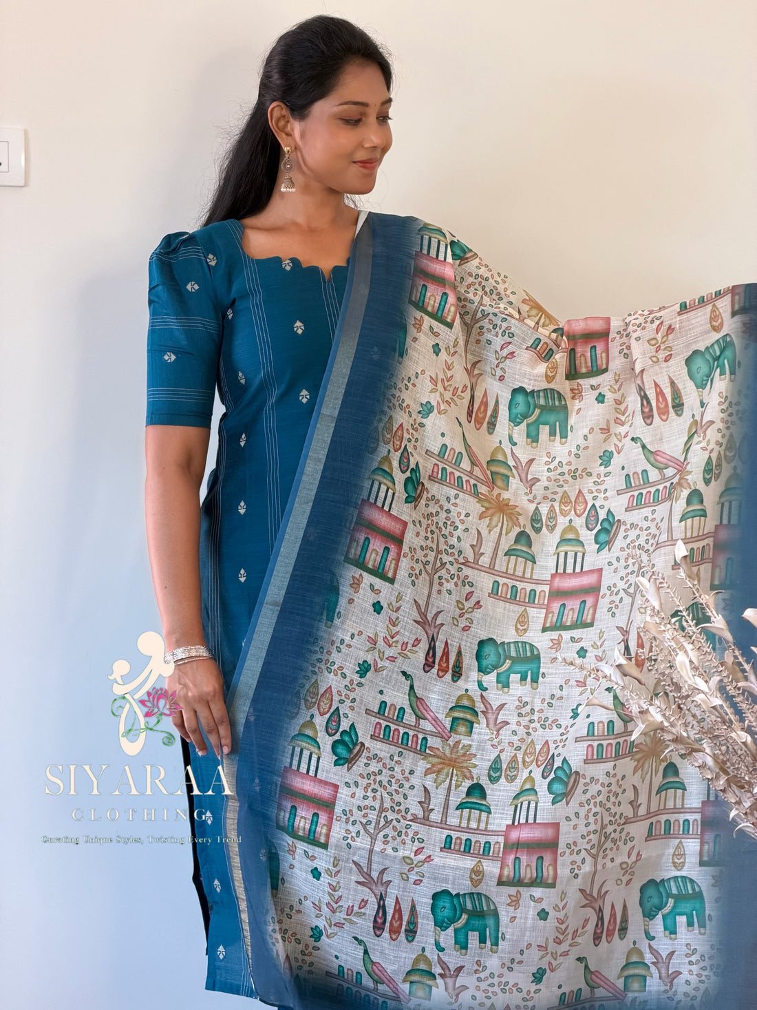 SIYA126 Blue| Aira raw silk kurta set (3 Piece)