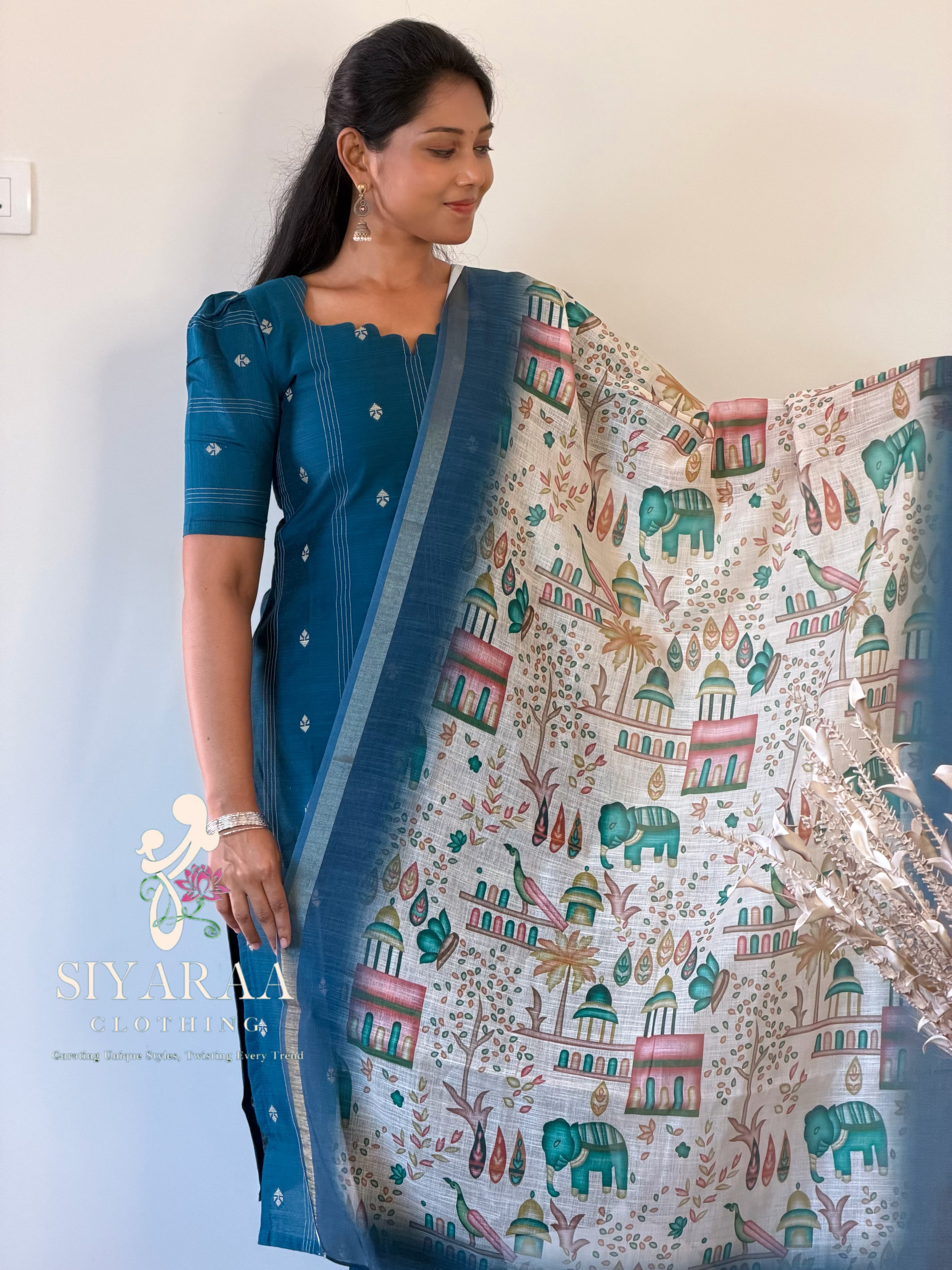 SIYA126 Blue| Aira raw silk kurta set (3 Piece)