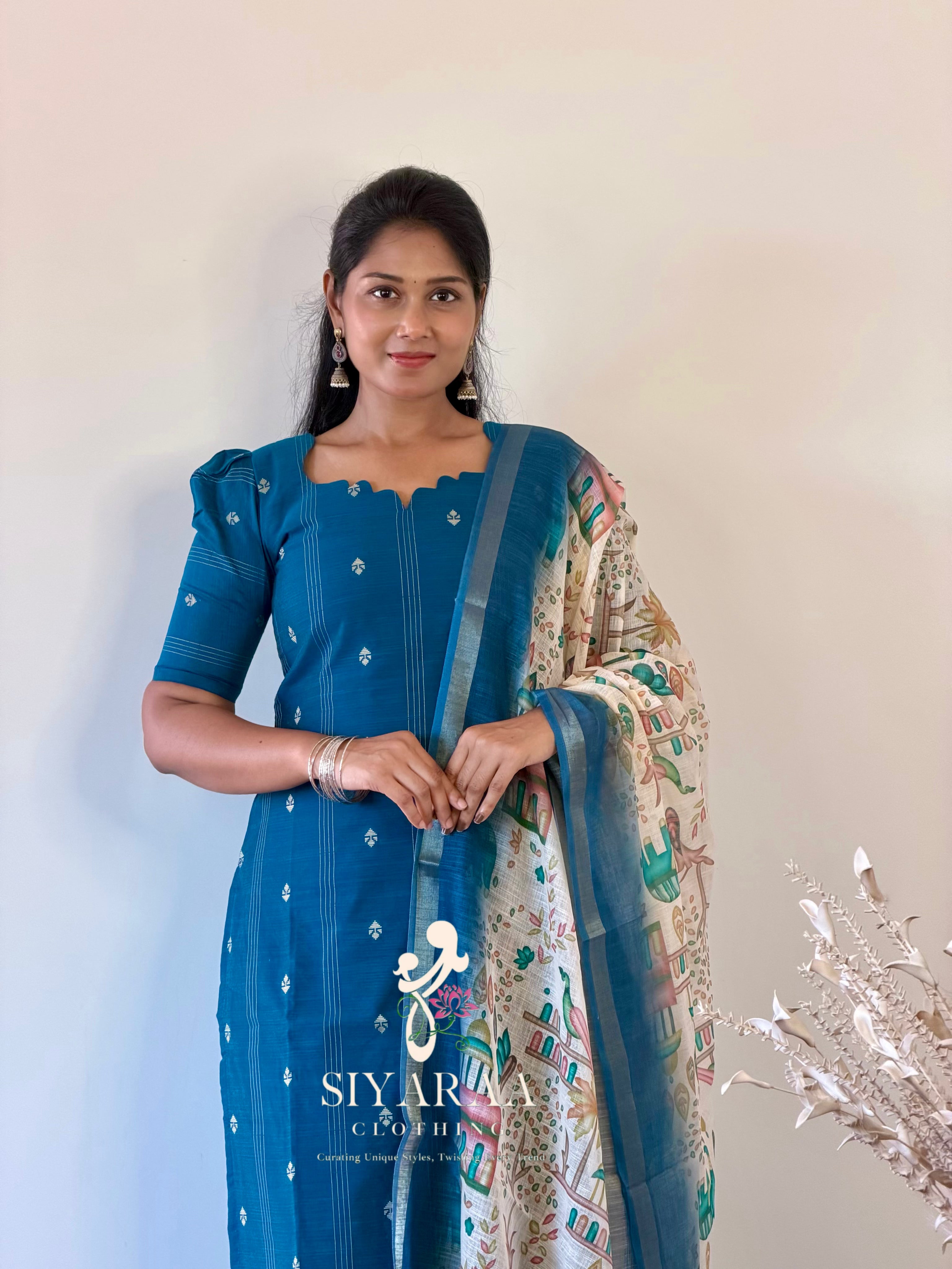 SIYA126 Blue| Aira raw silk kurta set (3 Piece)