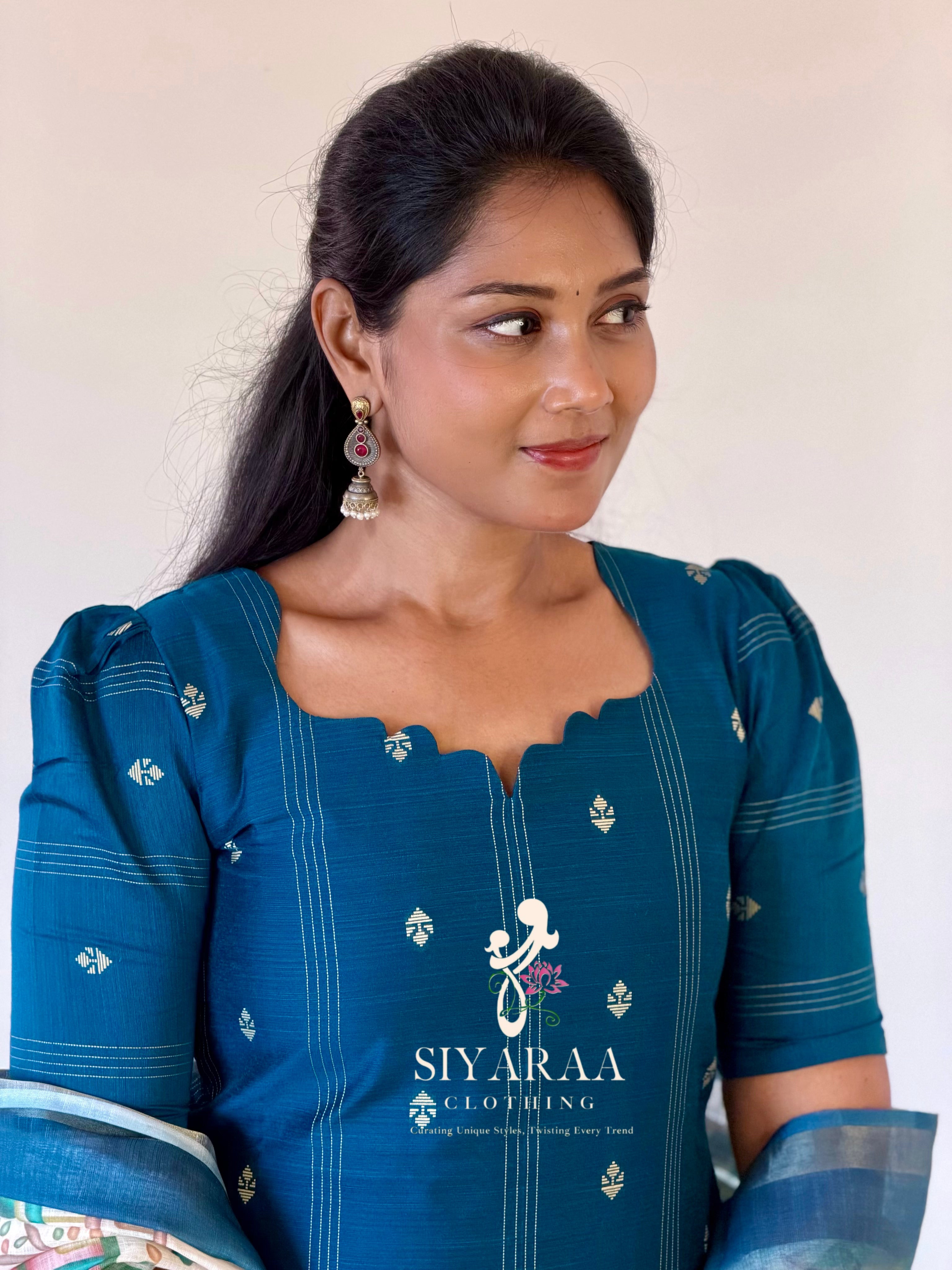 SIYA126 Blue| Aira raw silk kurta set (3 Piece)
