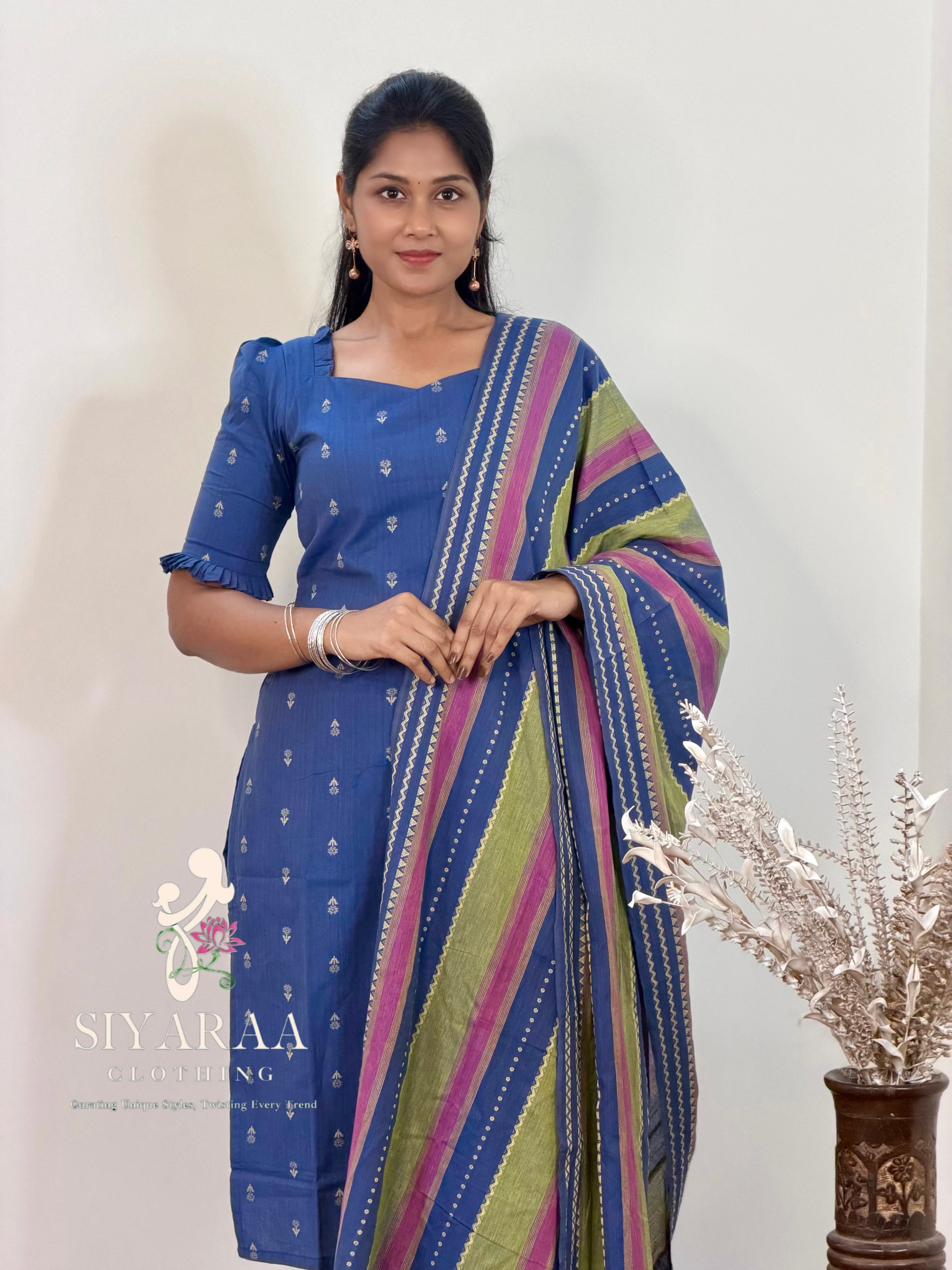 SIYA060 Blue| Aarini Premium Cotton Kurta Set (3-Piece)