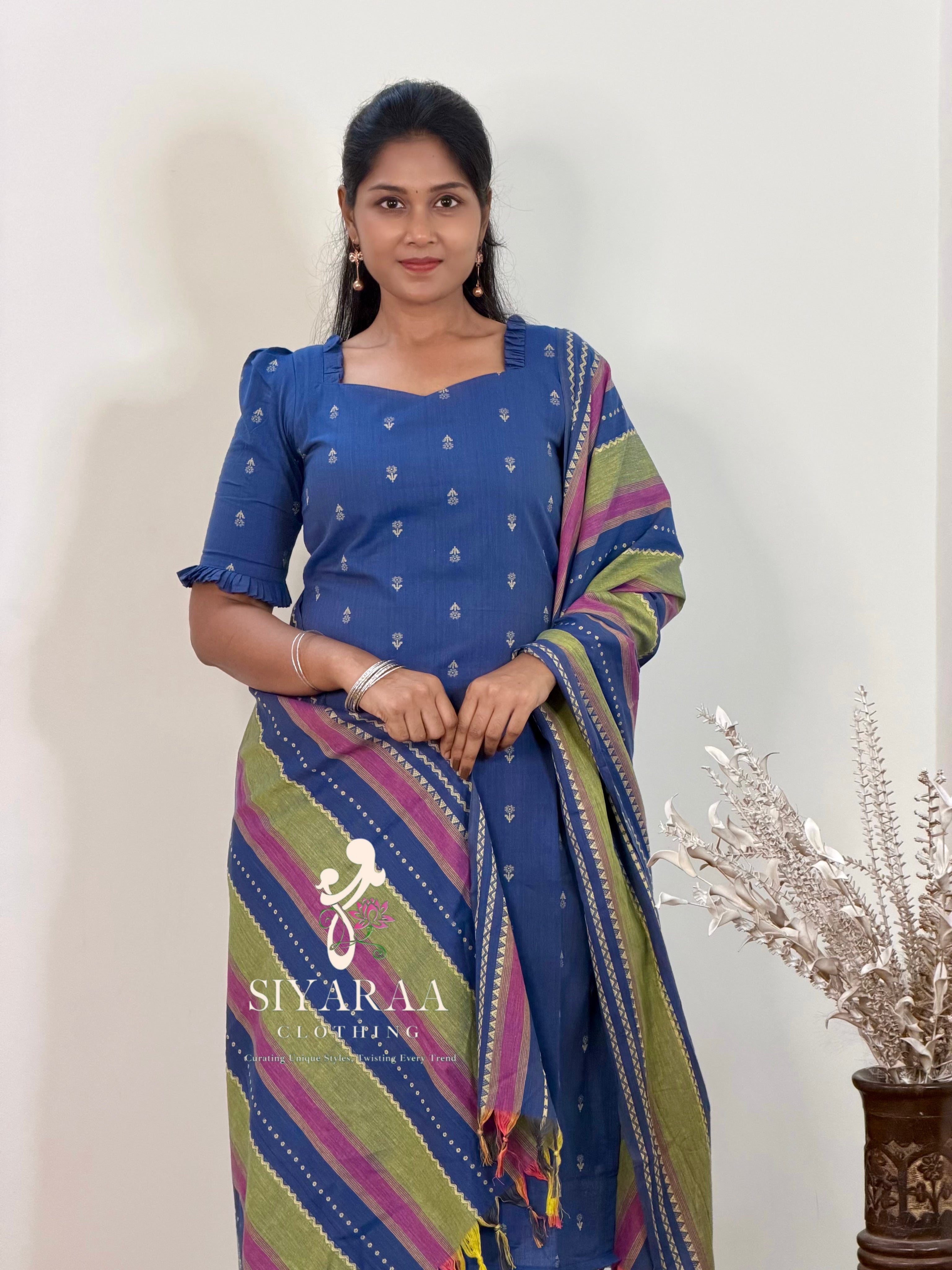 SIYA060 Blue| Aarini Premium Cotton Kurta Set (3-Piece)