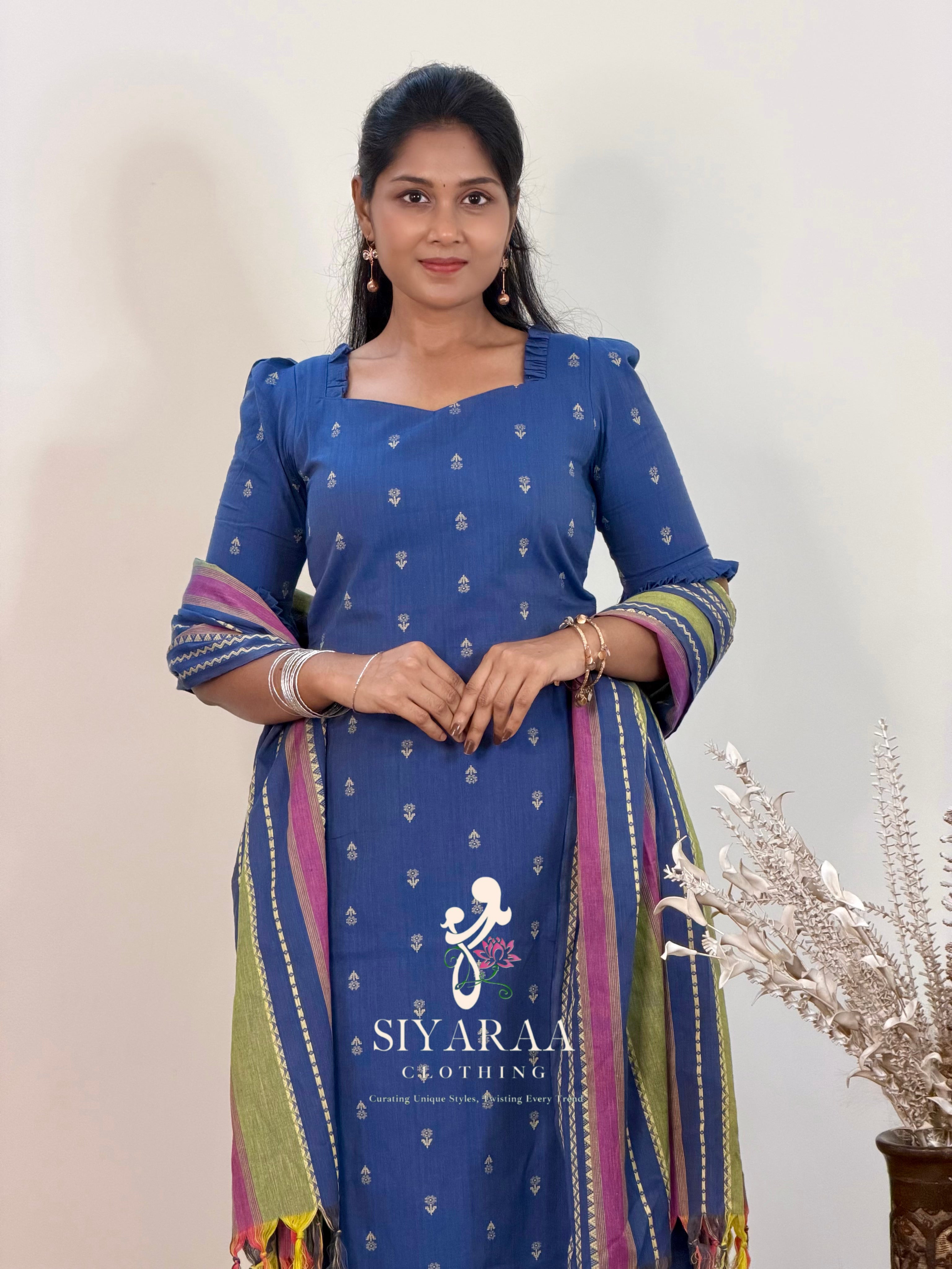 SIYA060 Blue| Aarini Premium Cotton Kurta Set (3-Piece)