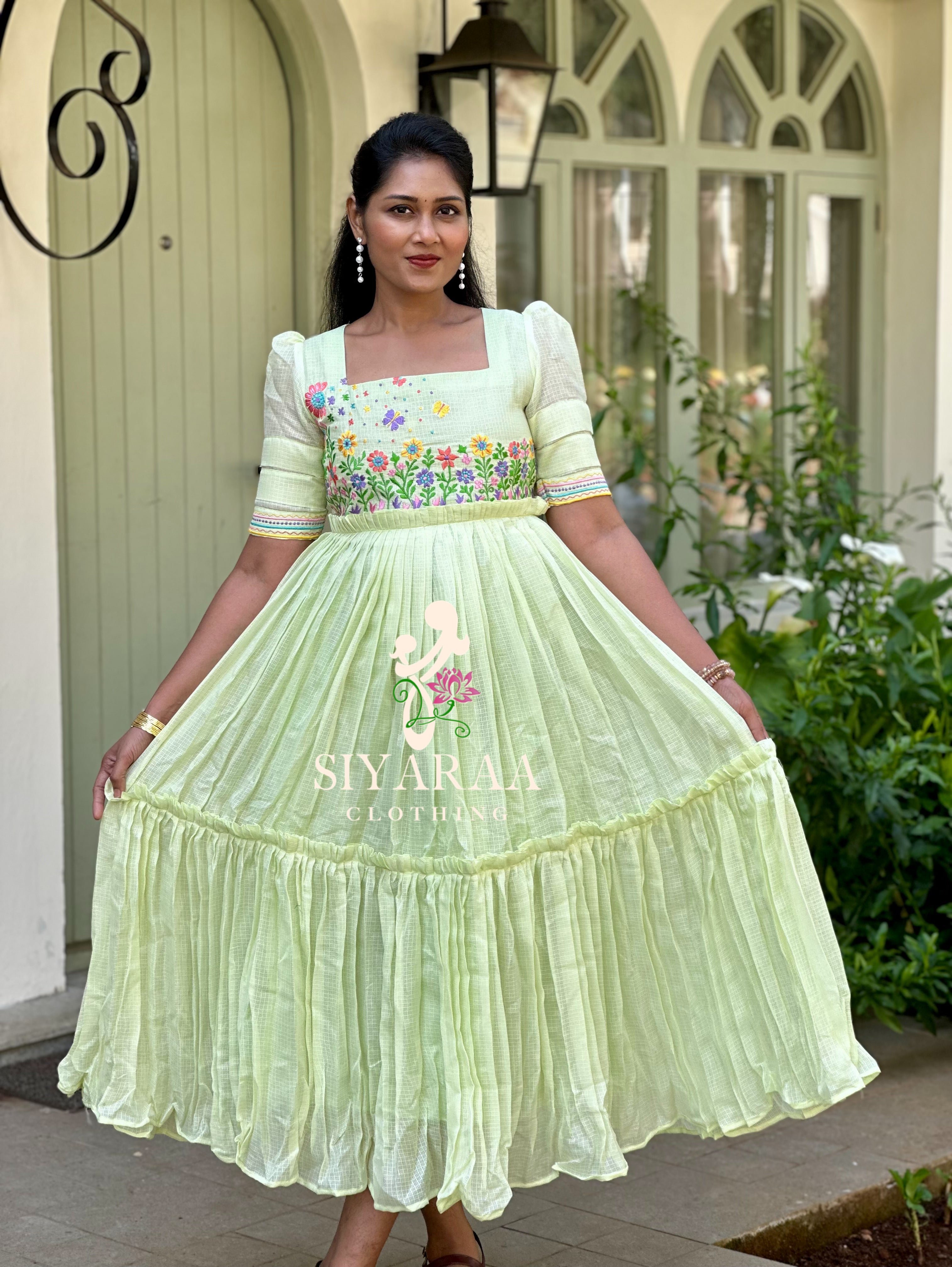 SIYA134 Green | Mom & Daughter Mul Cotton Maxi (Combo)