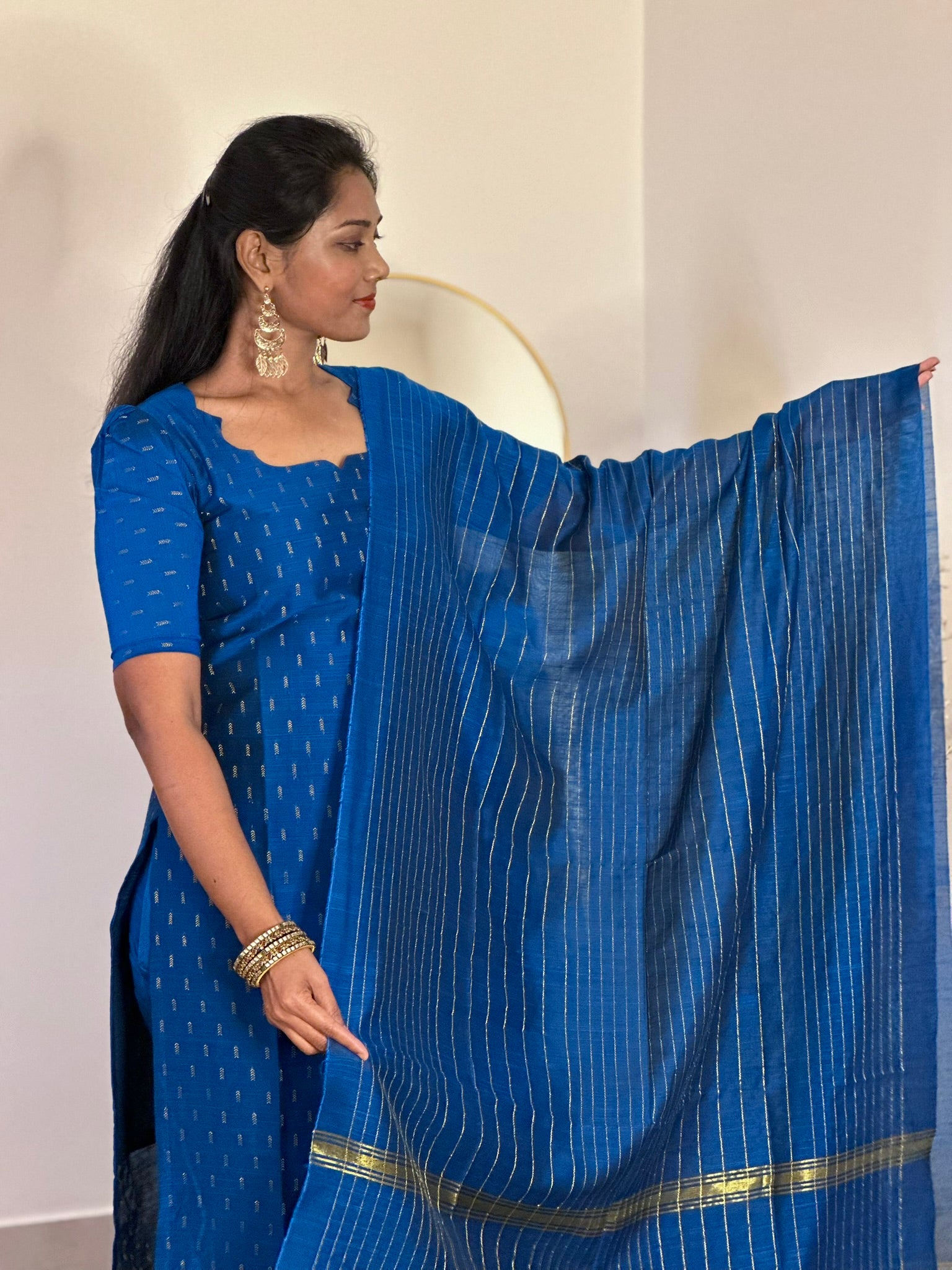 SIYA074 Blue | Ruhaya Raw Silk Kurta Set (3-Piece)