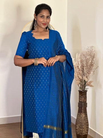 SIYA074 Blue | Ruhaya Raw Silk Kurta Set (3-Piece)
