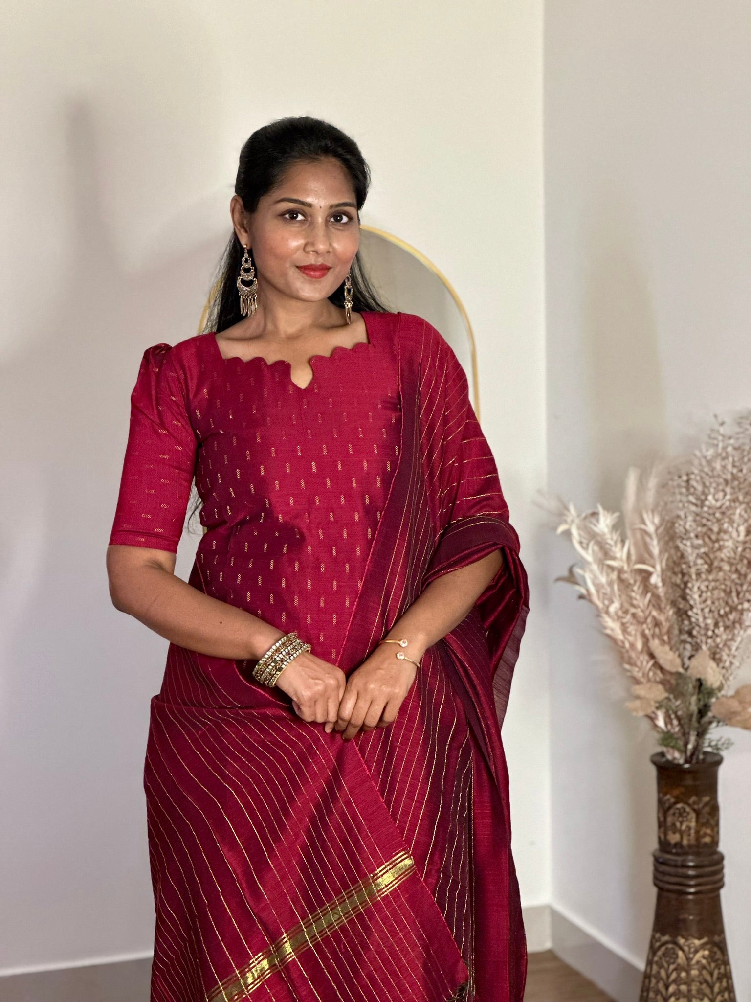 SIYA074 Red | Ruhaya Raw Silk Kurta Set (3-Piece)