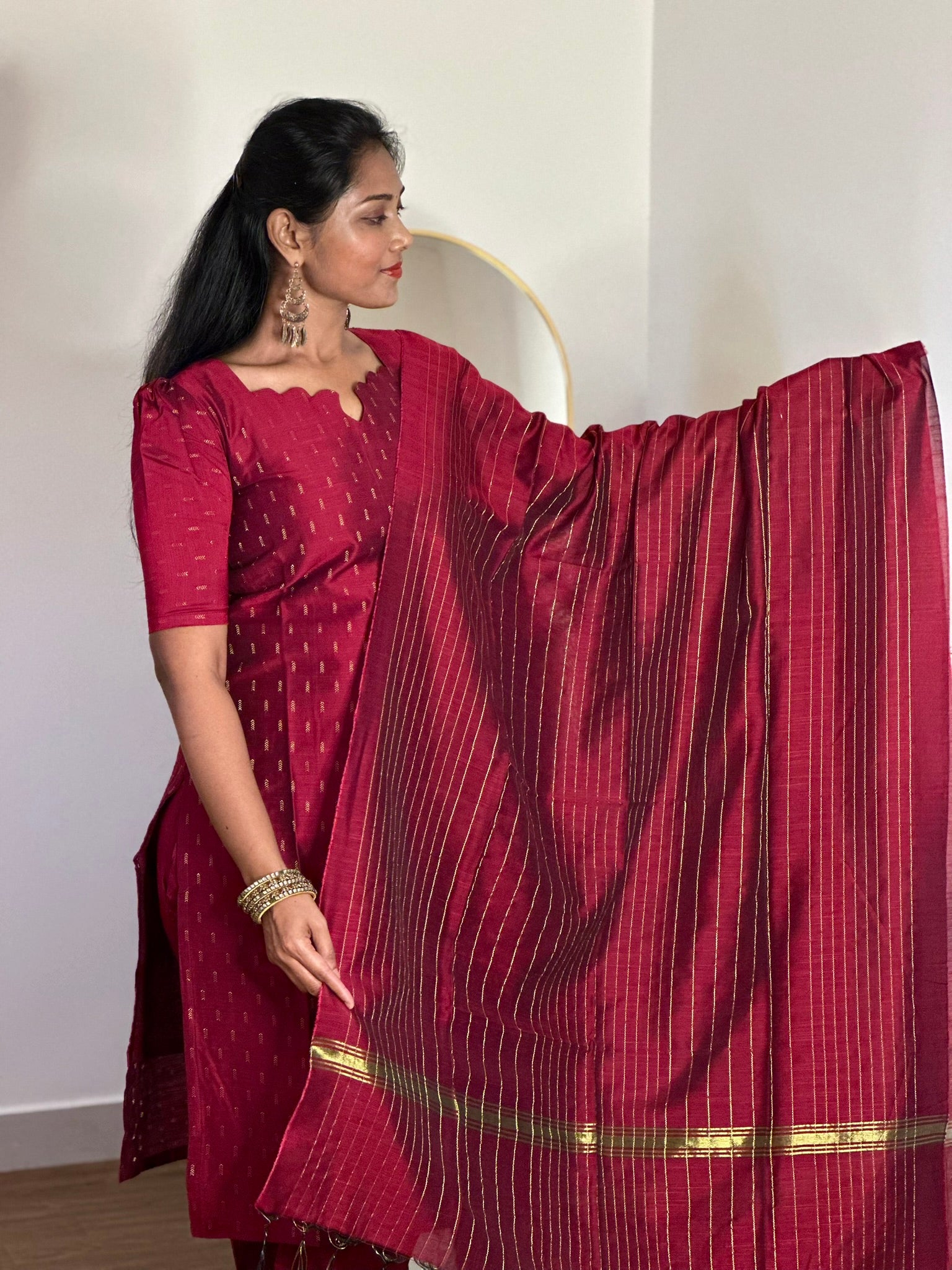 SIYA074 Red | Ruhaya Raw Silk Kurta Set (3-Piece)