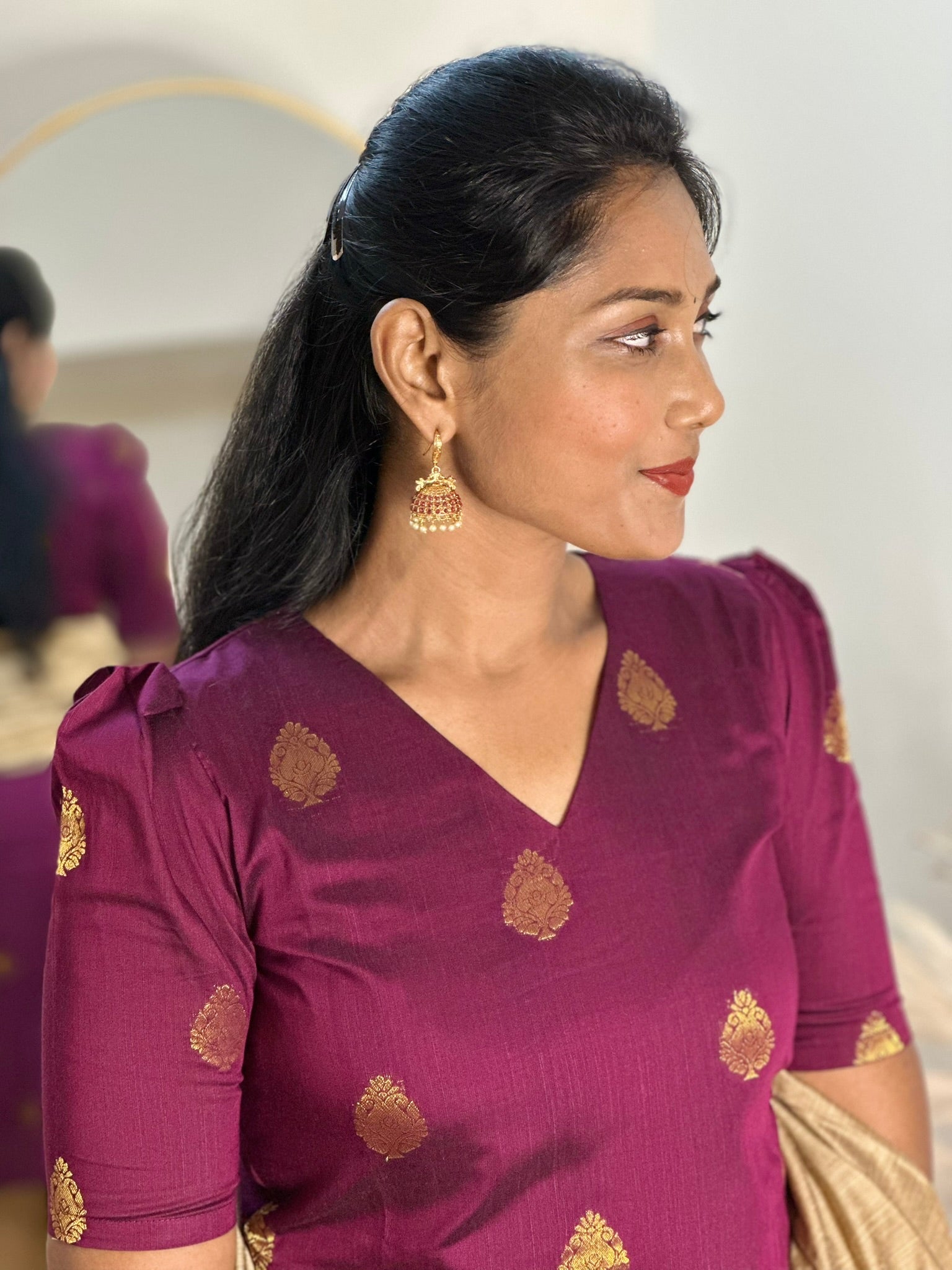 SIYA076 Wine | Zareen Raw Silk Kurta Set (3-Piece)