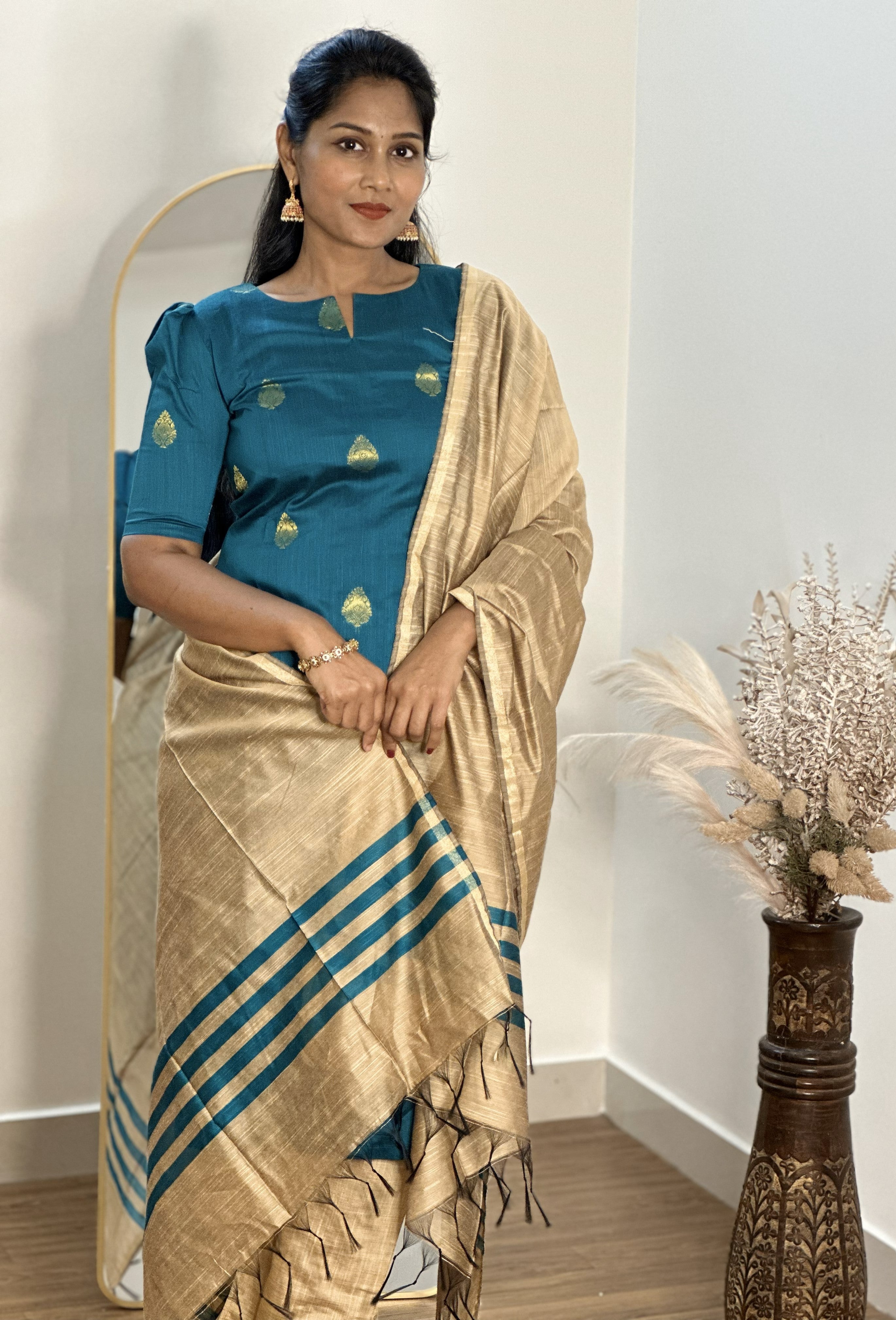 SIYA076 Blue| Zareen Raw Silk Kurta Set (3-Piece)
