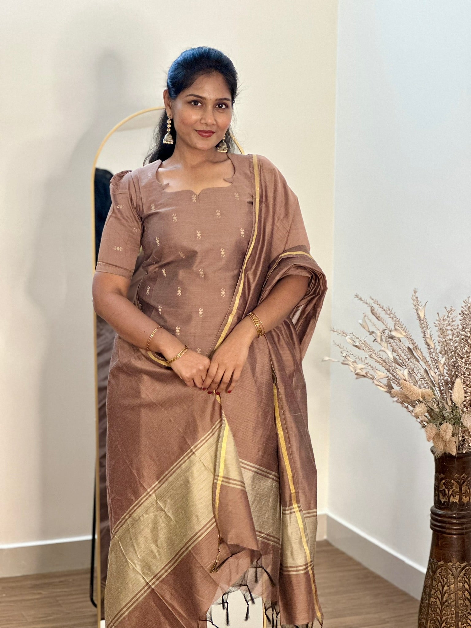 SIYA077 Mustard | Elmira Raw Silk Kurta Set (3-Piece)