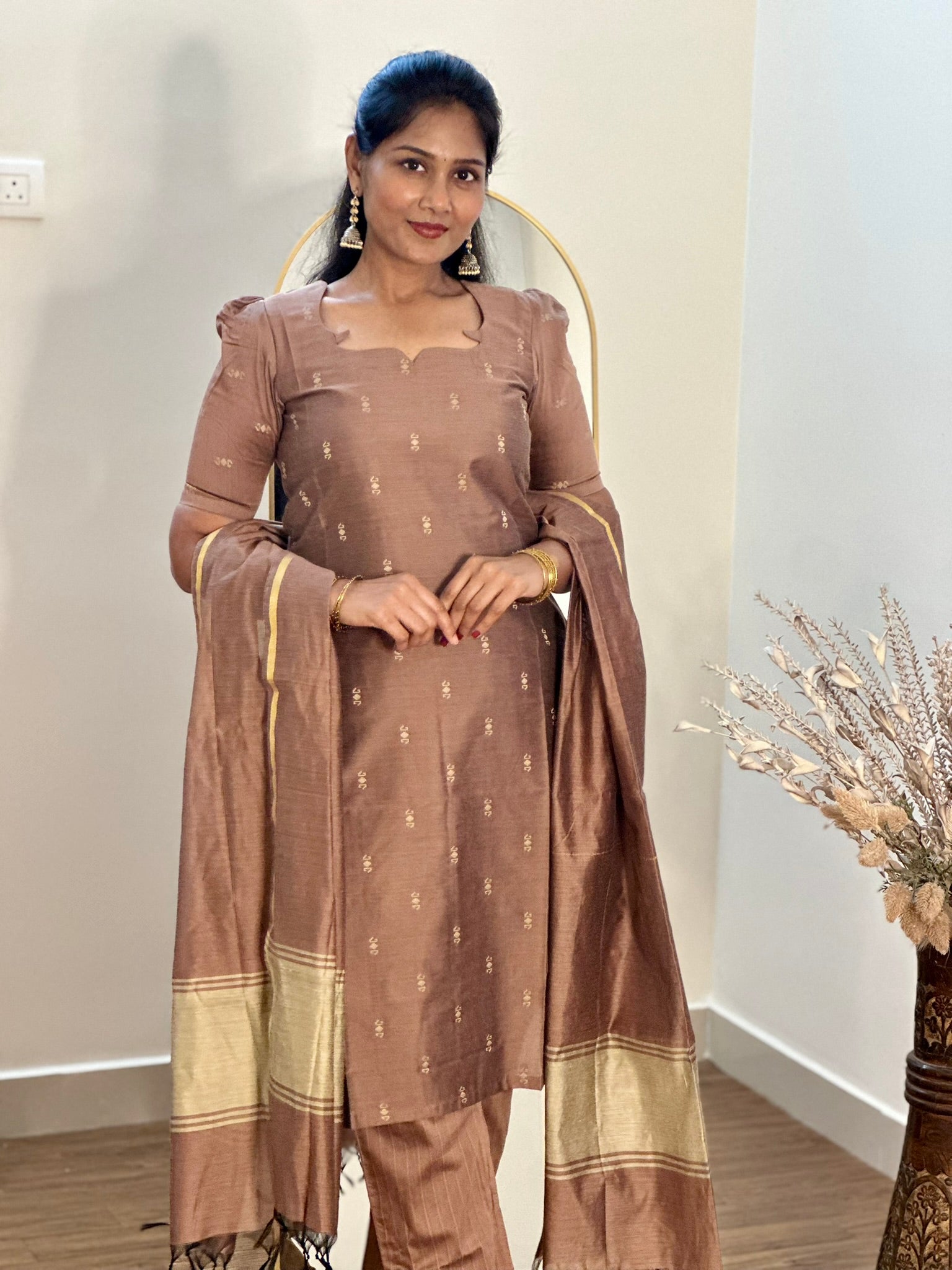 SIYA077 Mustard | Elmira Raw Silk Kurta Set (3-Piece)