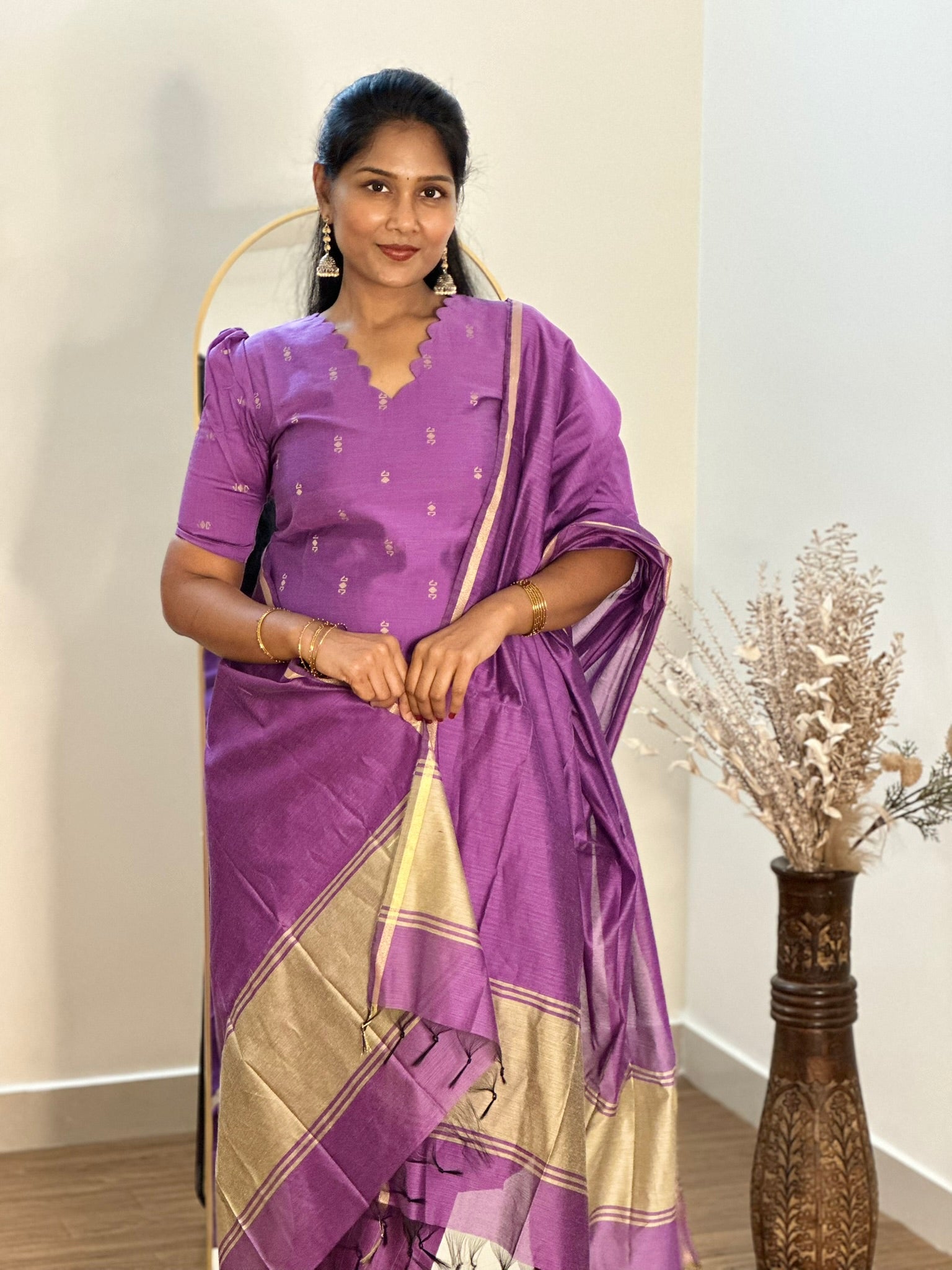 SIYA077 Purple | Elmira Raw Silk Kurta Set (3-Piece)