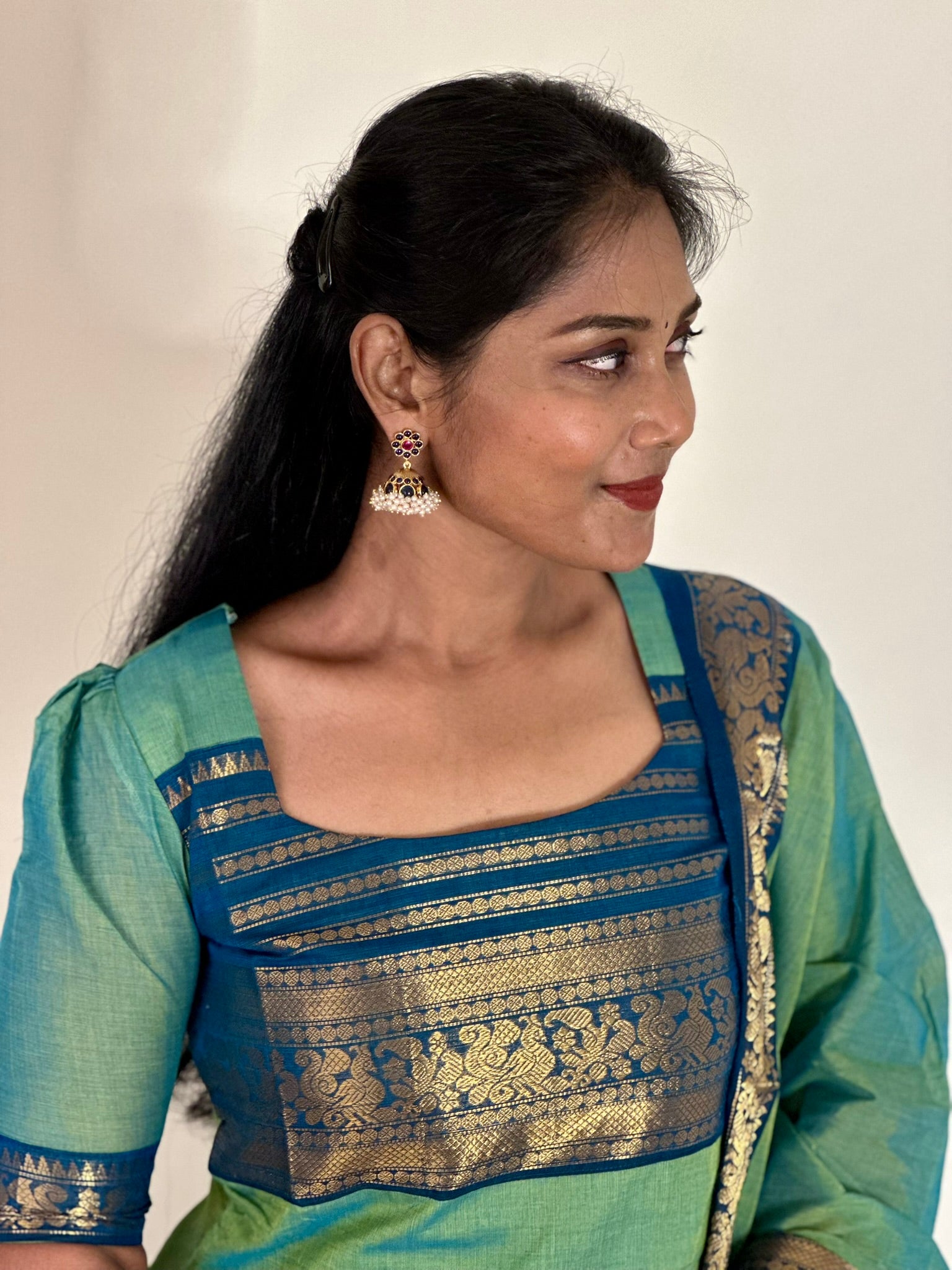 SIYA079 Green | Aarini Chettinad Cotton Kurti with Dupatta (2-Piece)