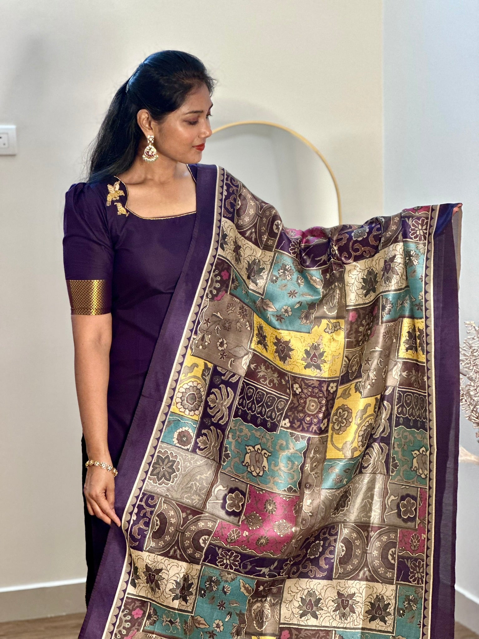 SIYA081 Blue | Inaya Silk Cotton Kurta Set with Assam Silk Dupatta (2-Piece)