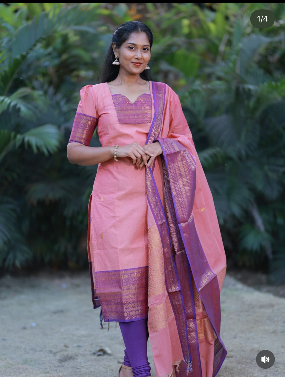 SIYA080 Pink | Varnika Chettinad Cotton Kurti with Dupatta (2-Piece)