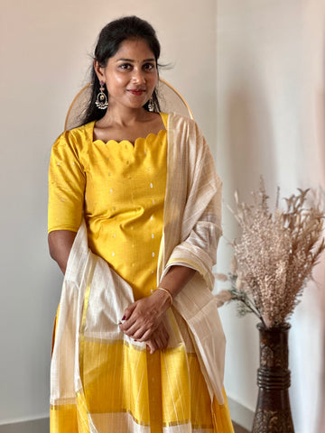 SIYA049 | Aarika Lemon Yellow Butter Silk 3-Piece Set